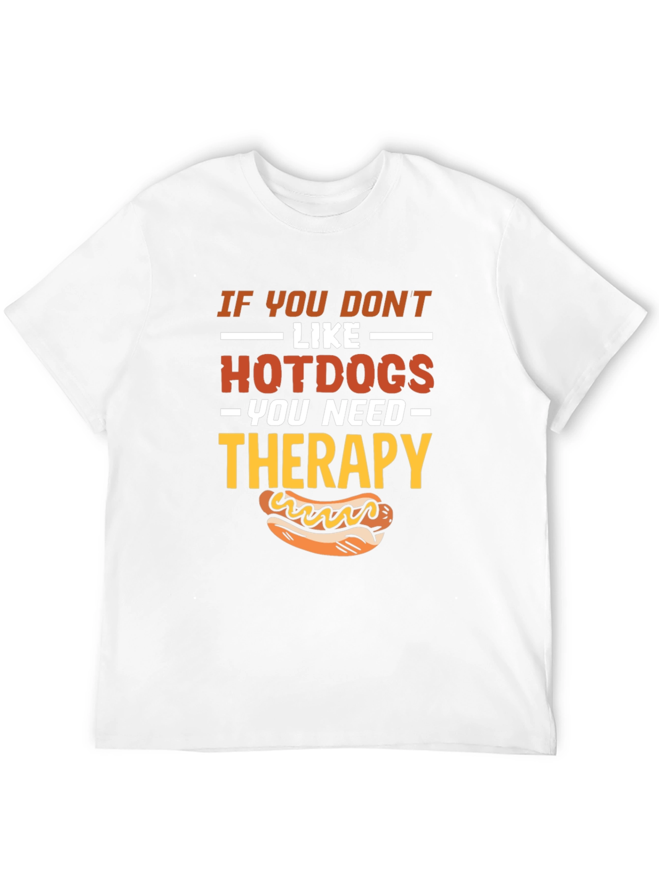 Funny Hotdog Therapy Black T-Shirt
