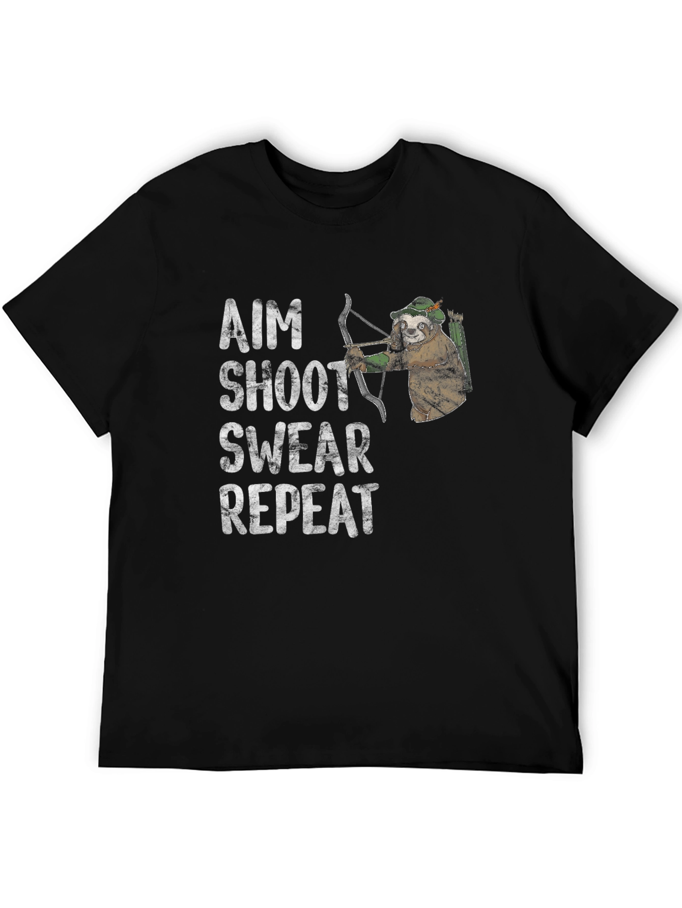 Aim Shoot Swear Repeat T-Shirt - Archer Sloth
