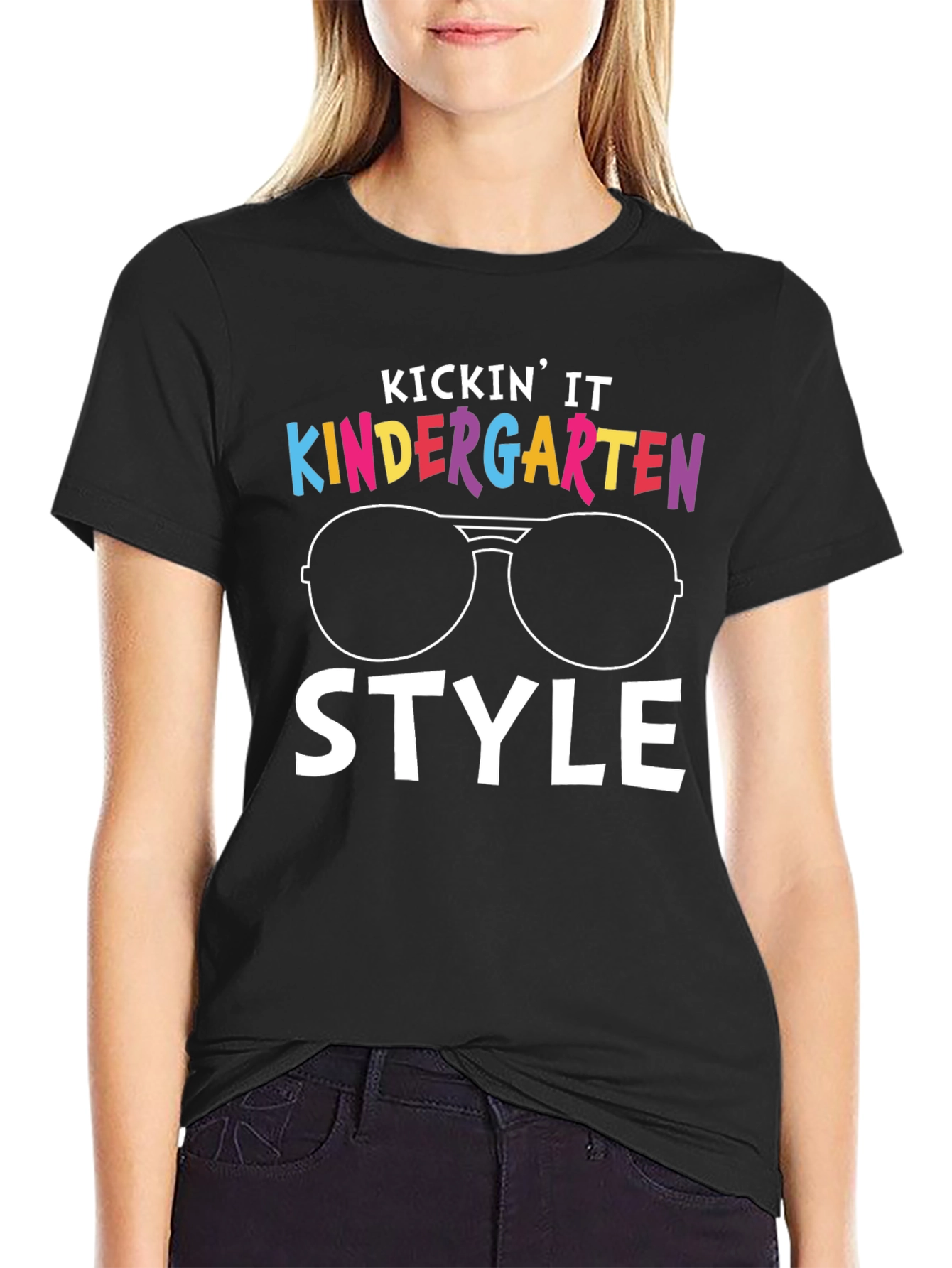 Kindergarten Style Black T-Shirt