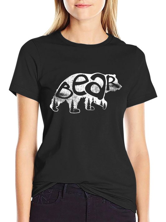 Bear Silhouette Graphic T-Shirt - Black