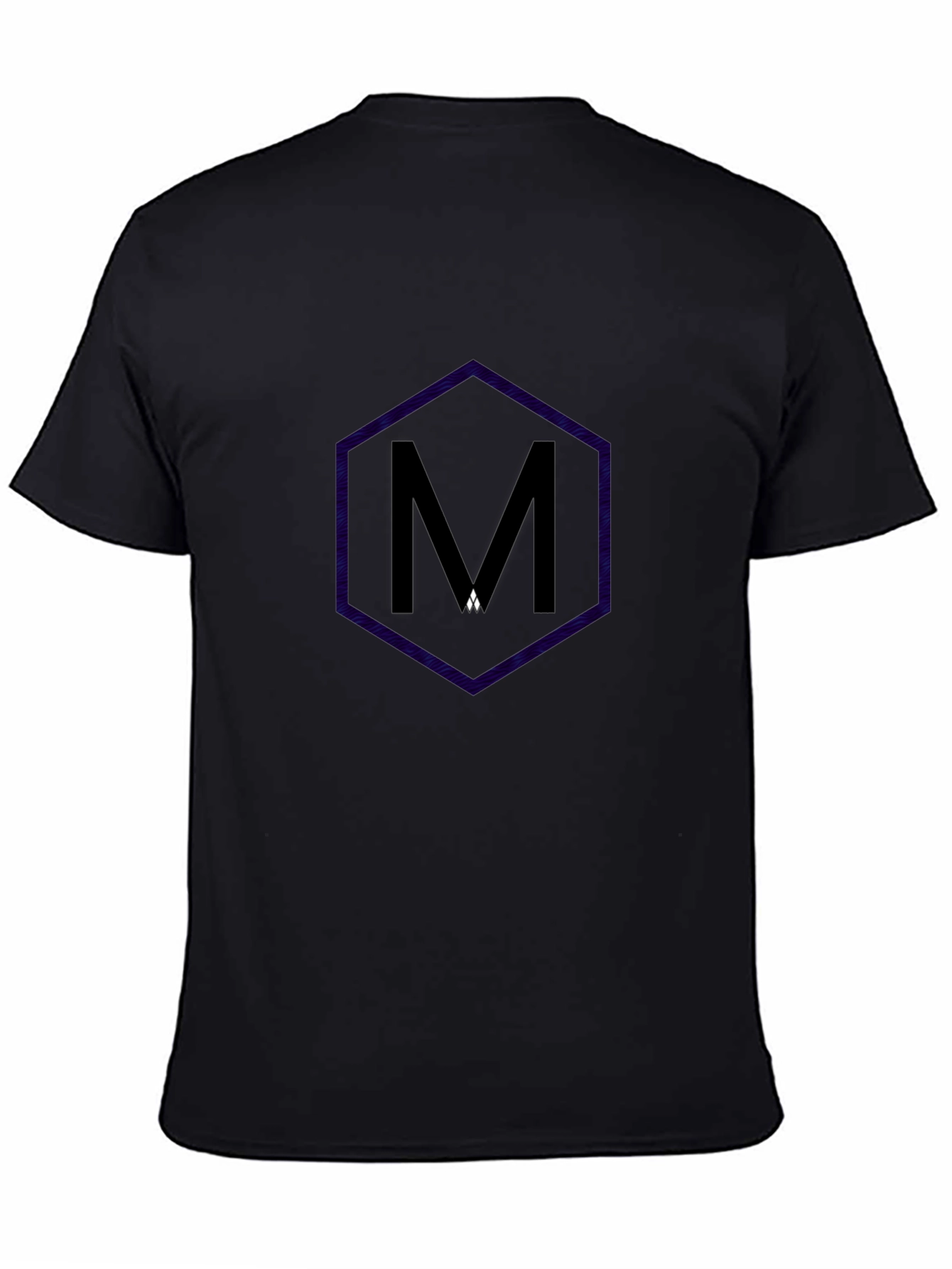 Mens Black T-Shirt with Hexagon M Design