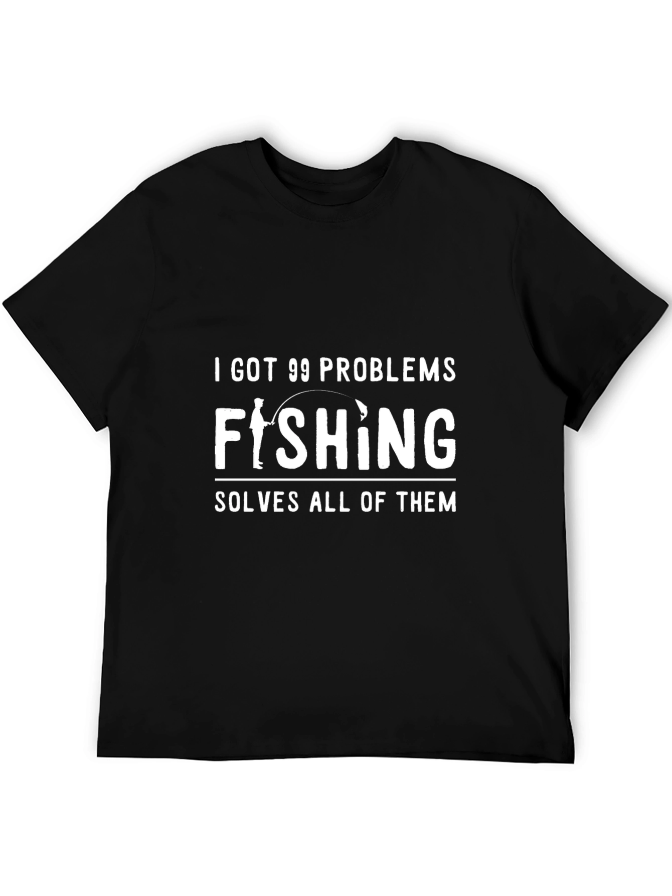 Fishing Solves Problems Tee - Black Graphic T-Shirt