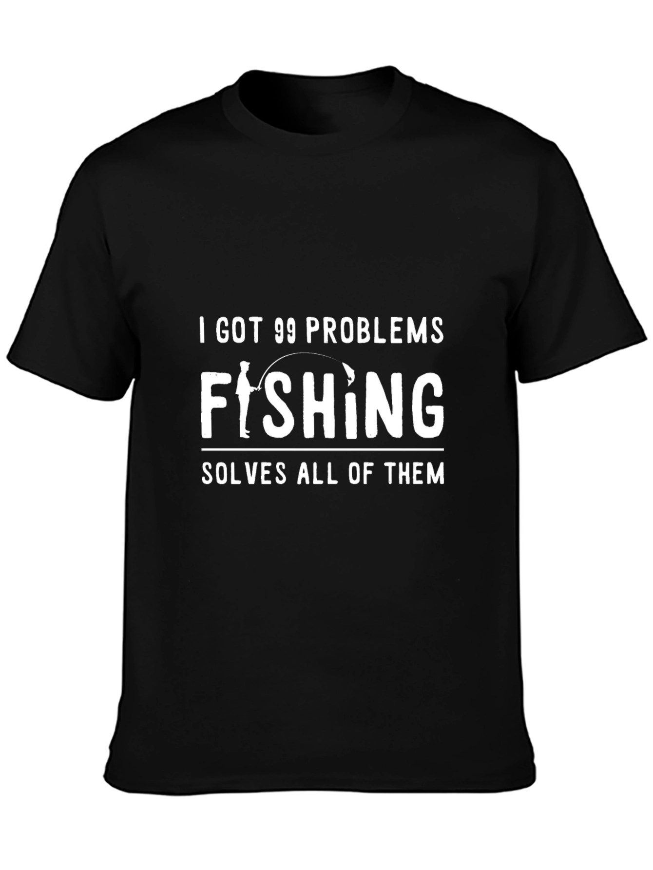 Fishing Solves Problems Tee - Black Graphic T-Shirt