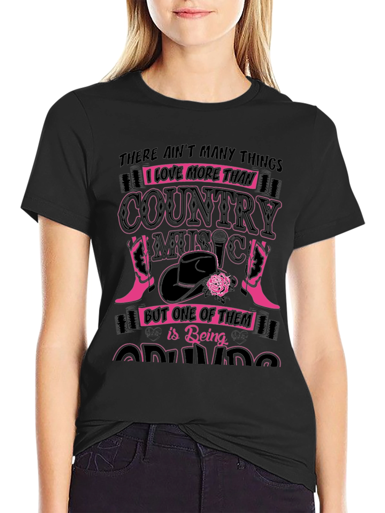 Country Music Loving Grandma Graphic T-Shirt