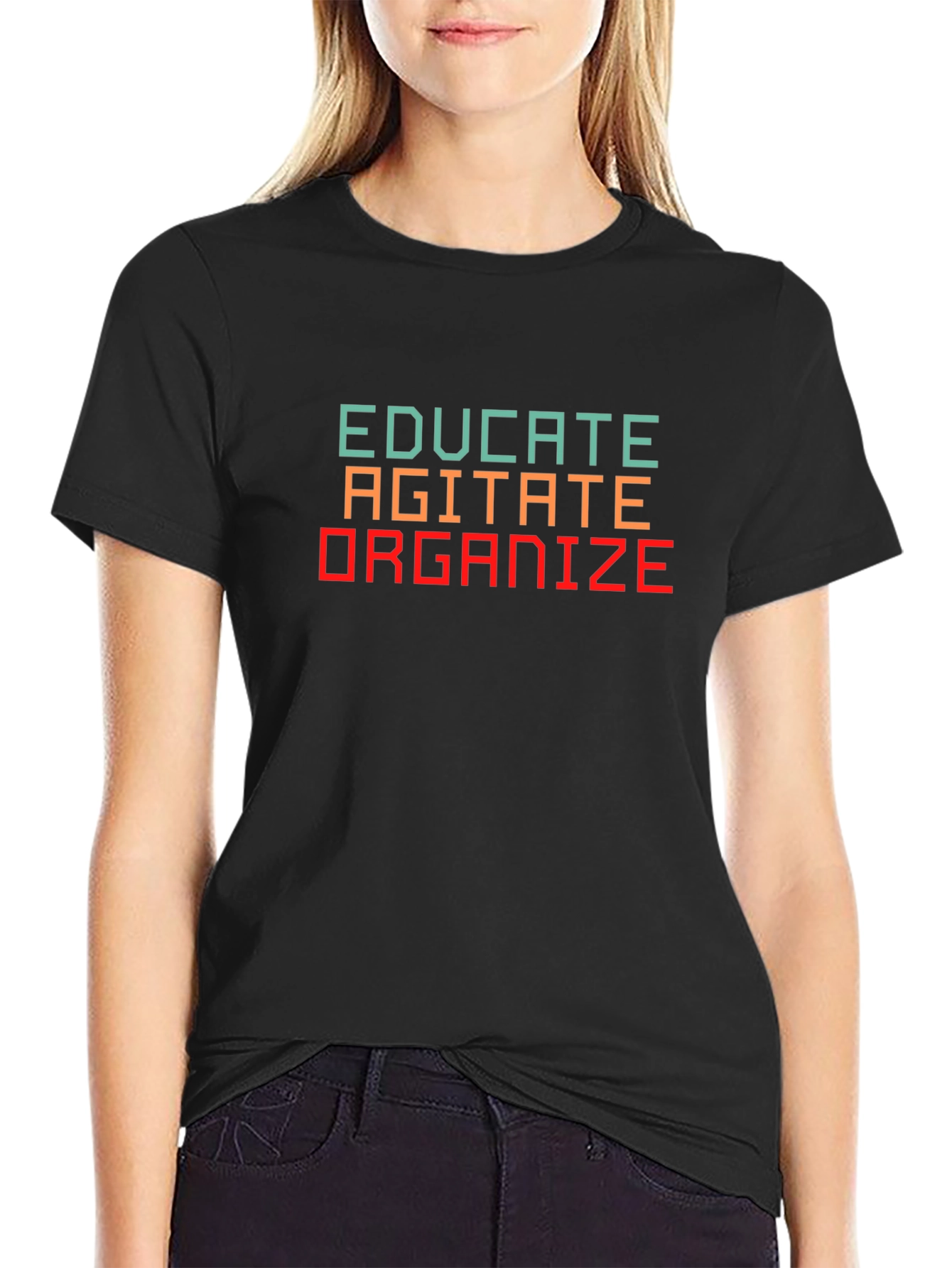 Educate Agitate Organize Black T-Shirt