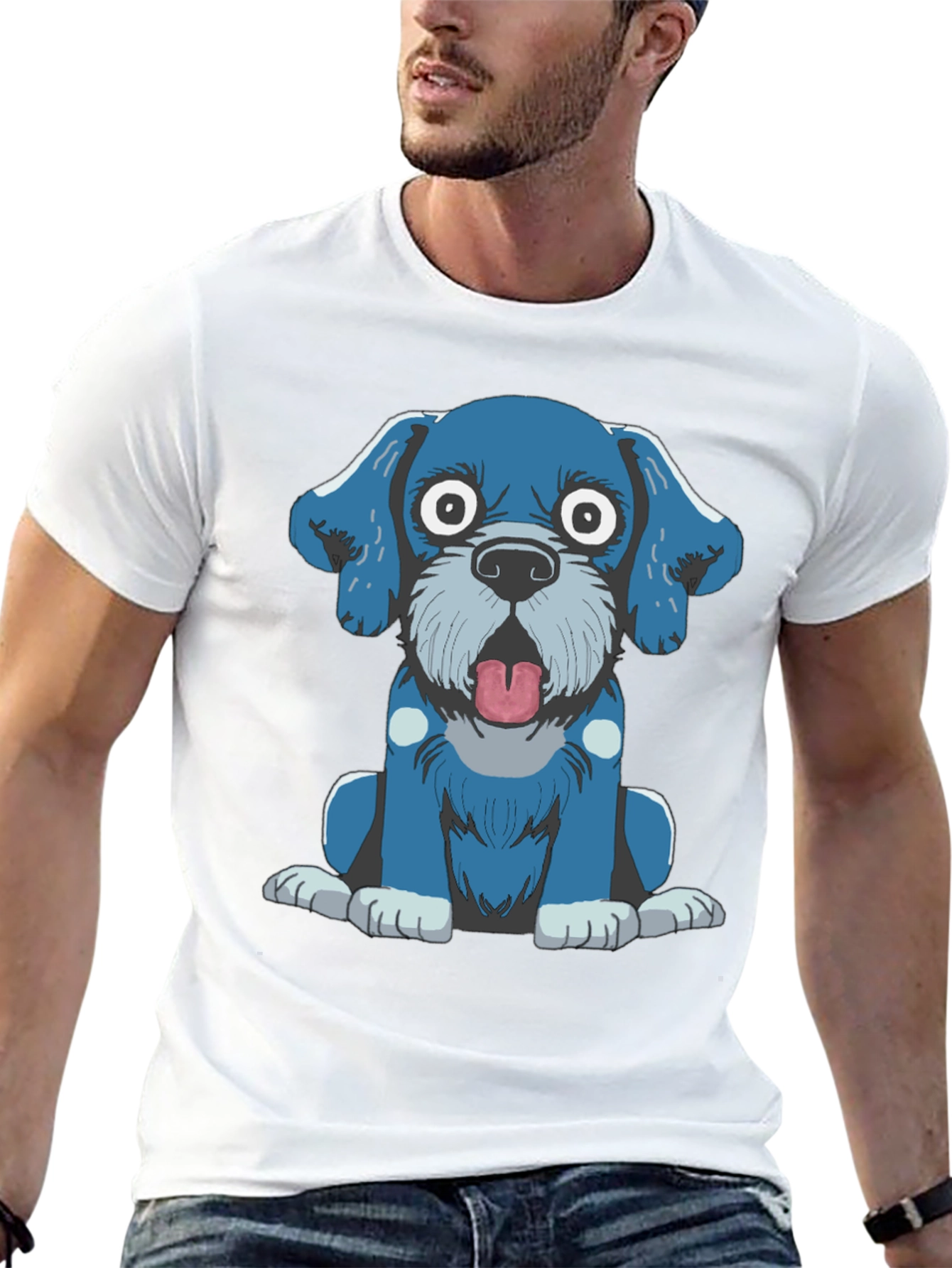 Cartoon Dog Graphic Tee - Black T-Shirt