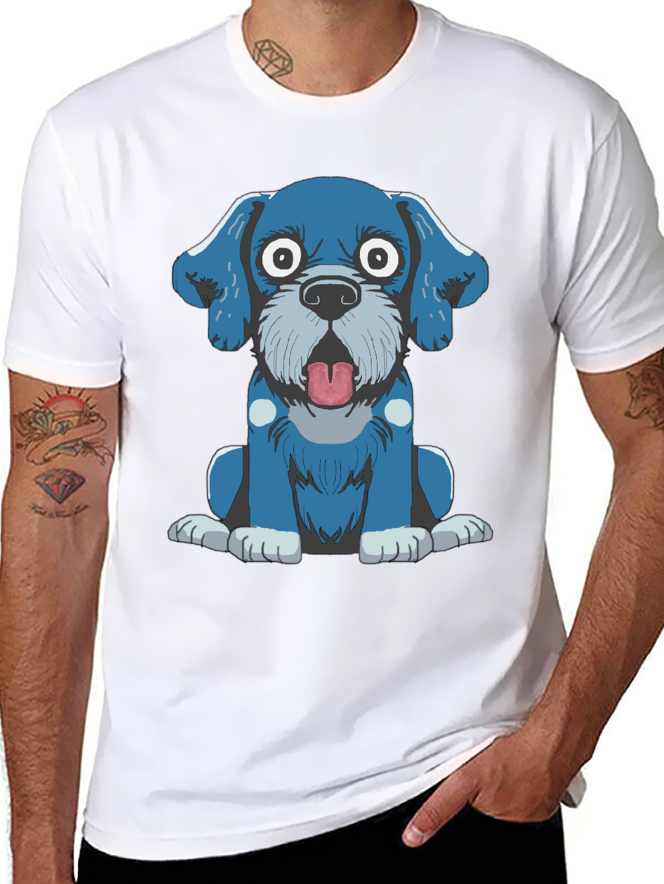 Cartoon Dog Graphic Tee - Black T-Shirt