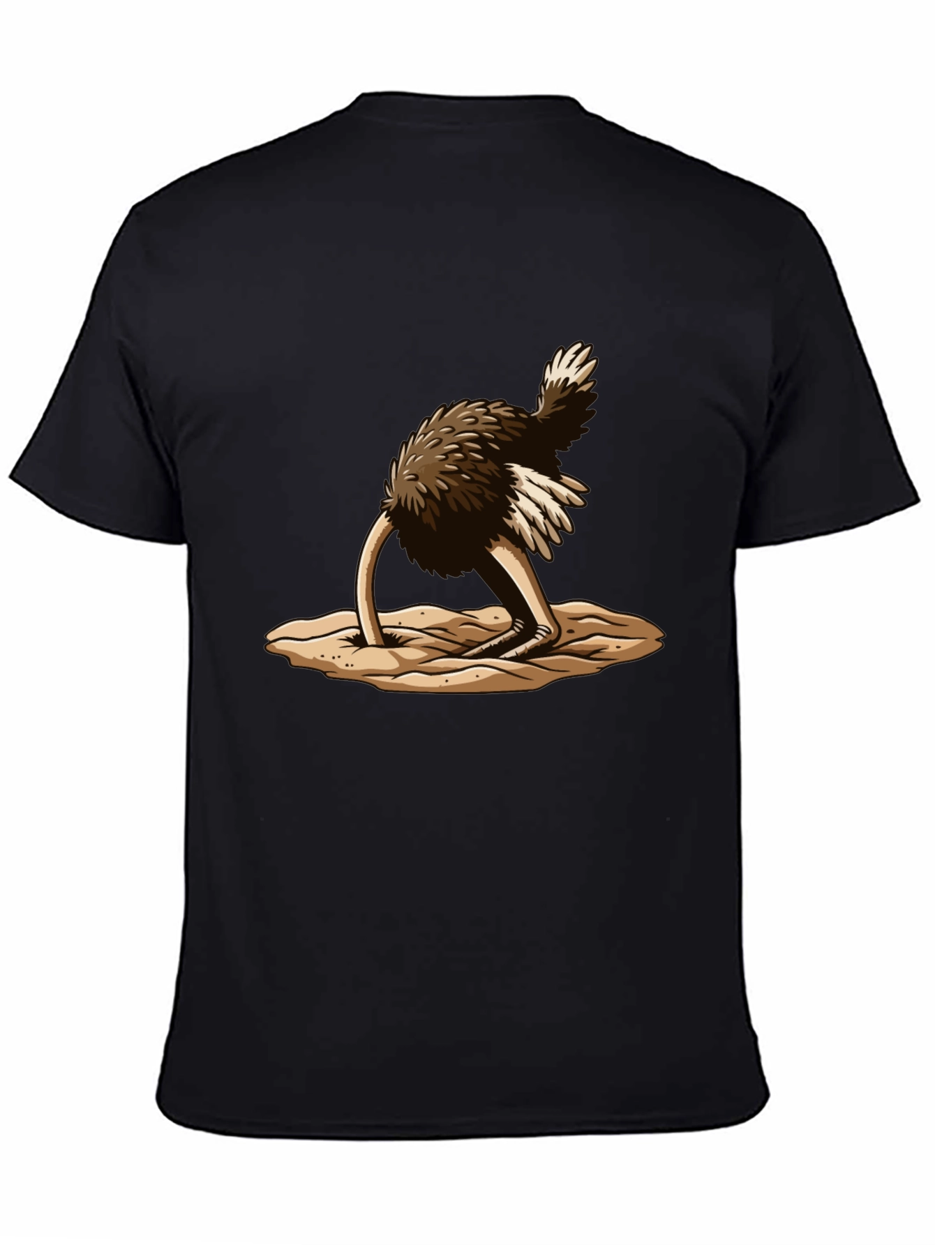 Ostrich Head in Sand T-Shirt - Black Cotton Tee