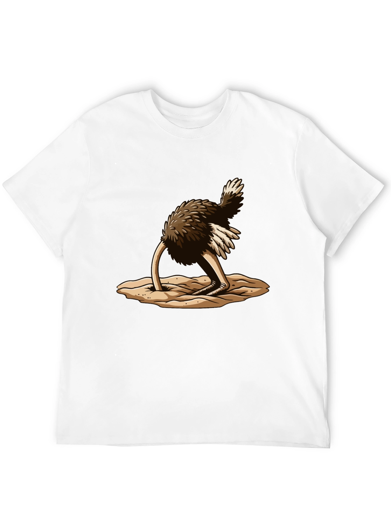 Ostrich Head in Sand T-Shirt - Black Cotton Tee