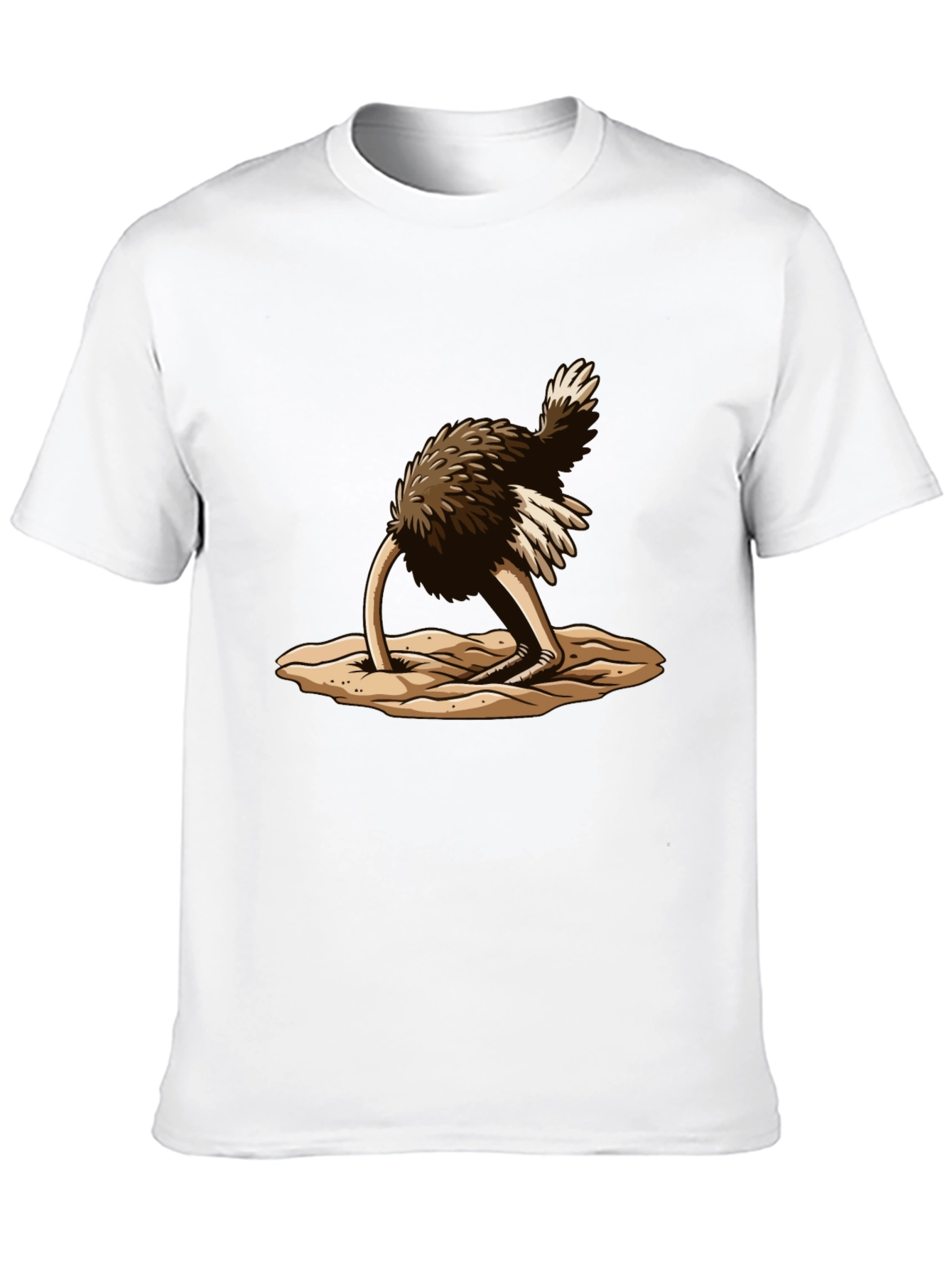 Ostrich Head in Sand T-Shirt - Black Cotton Tee