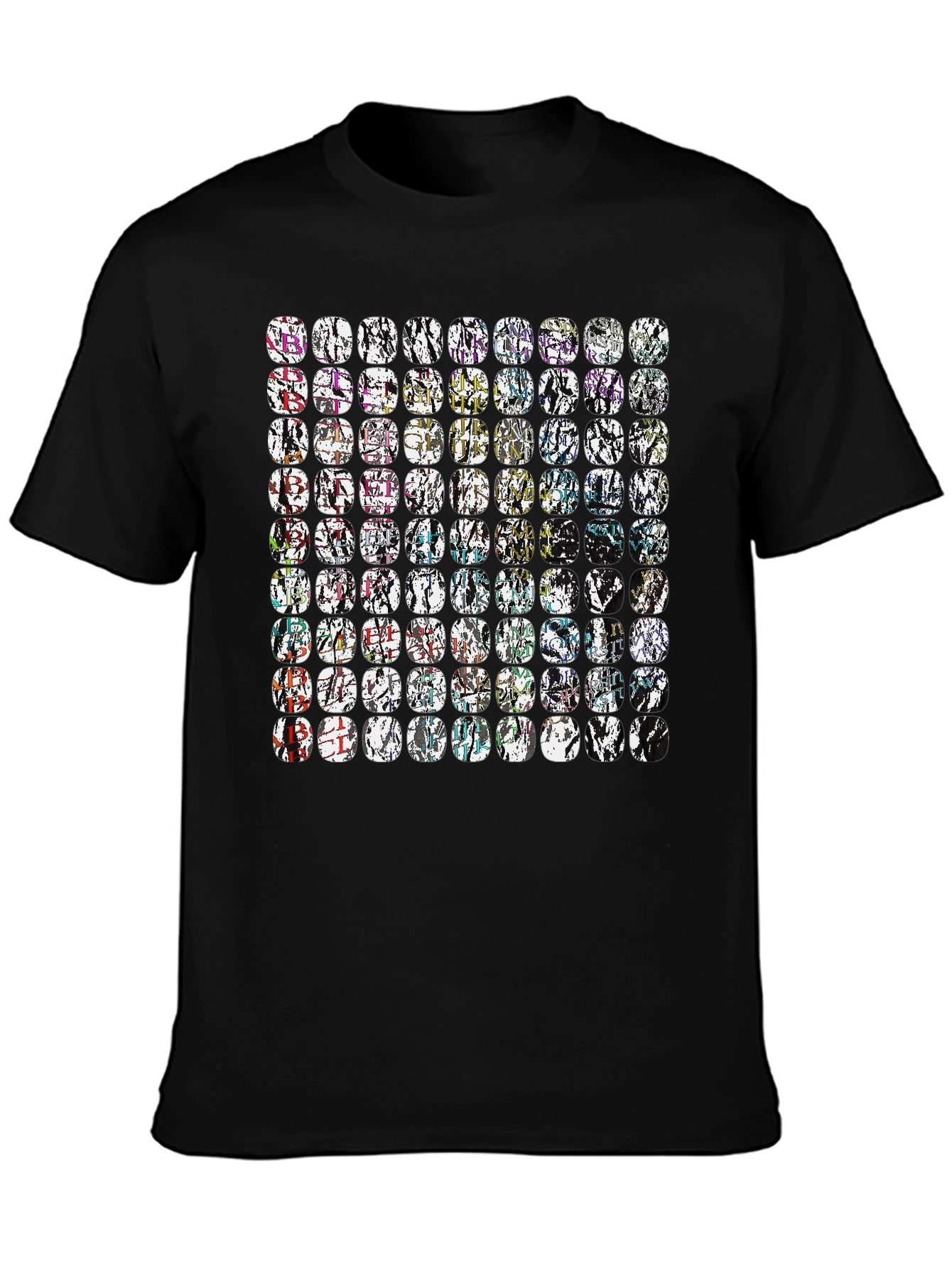 Abstract Mosaic Graphic Black Tee