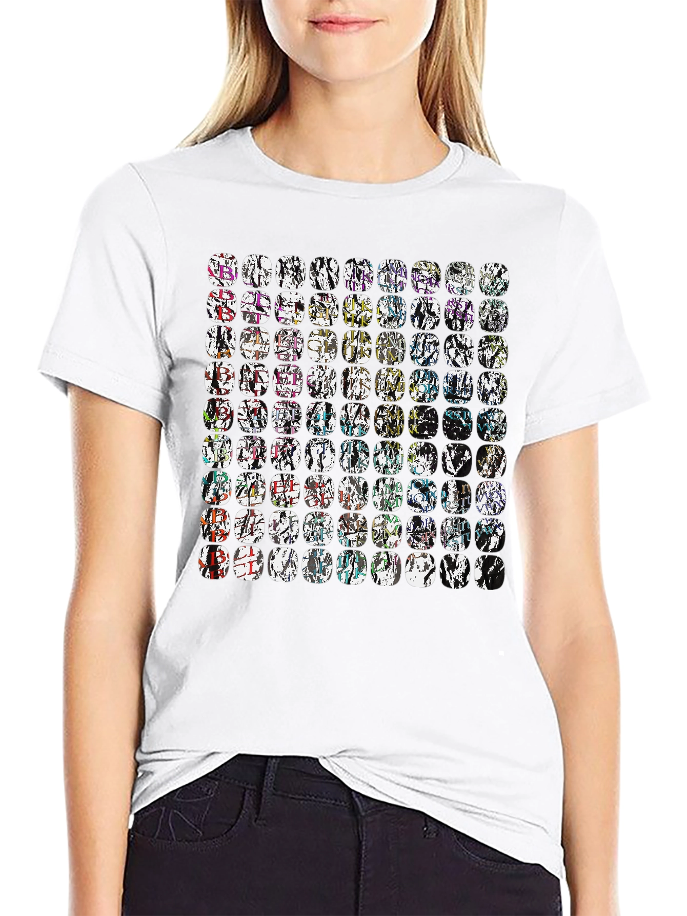 Abstract Mosaic Graphic Black Tee