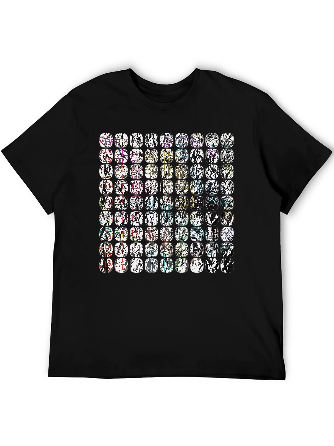 Abstract Mosaic Graphic Black Tee