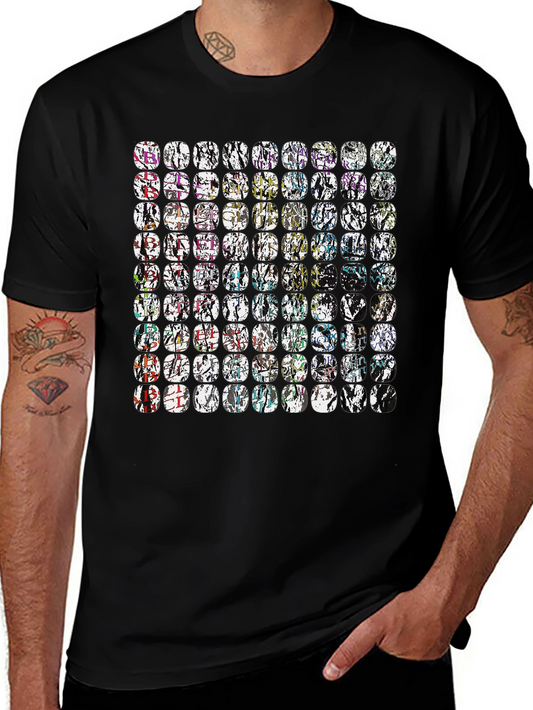 Abstract Mosaic Graphic Black Tee