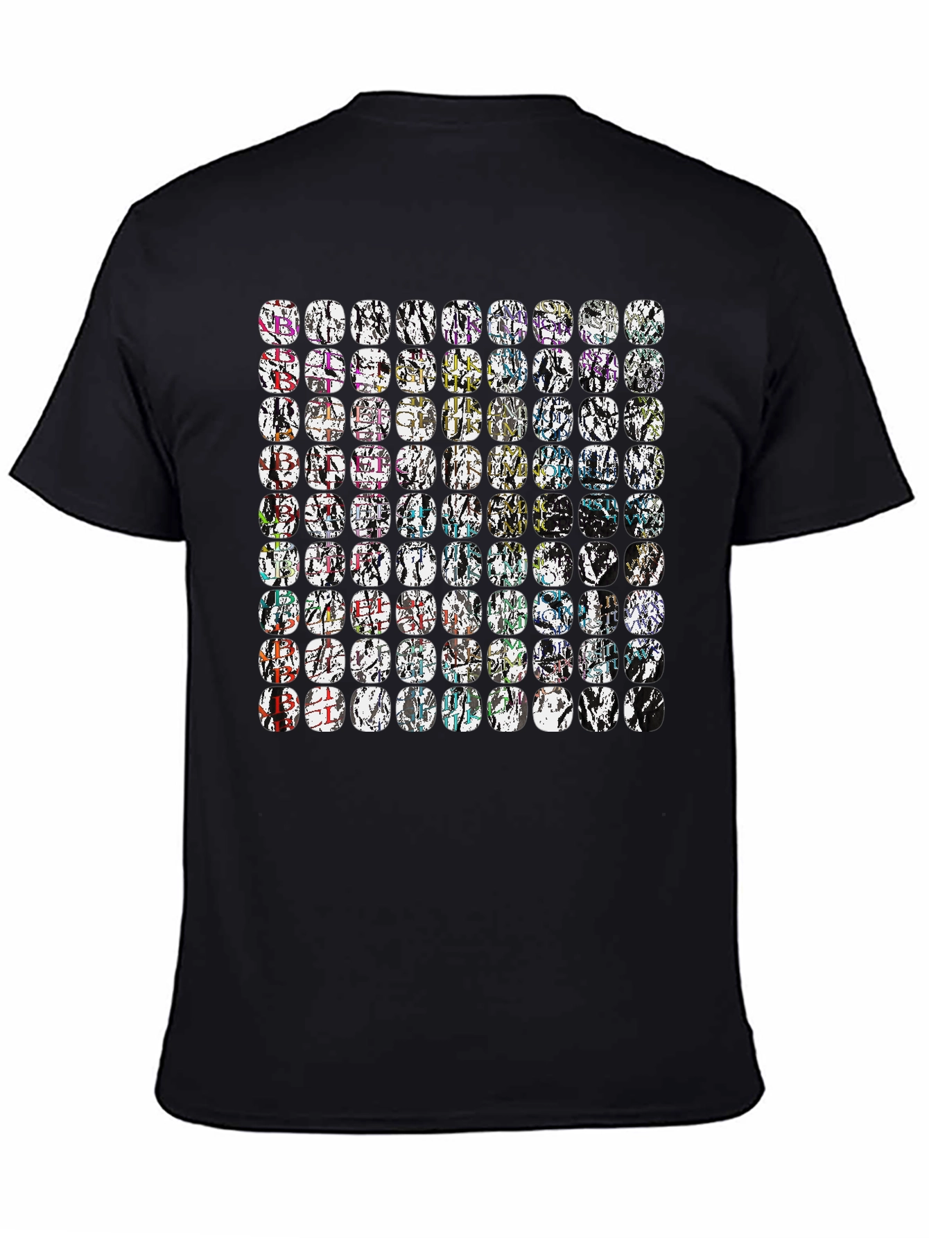 Abstract Mosaic Graphic Black Tee