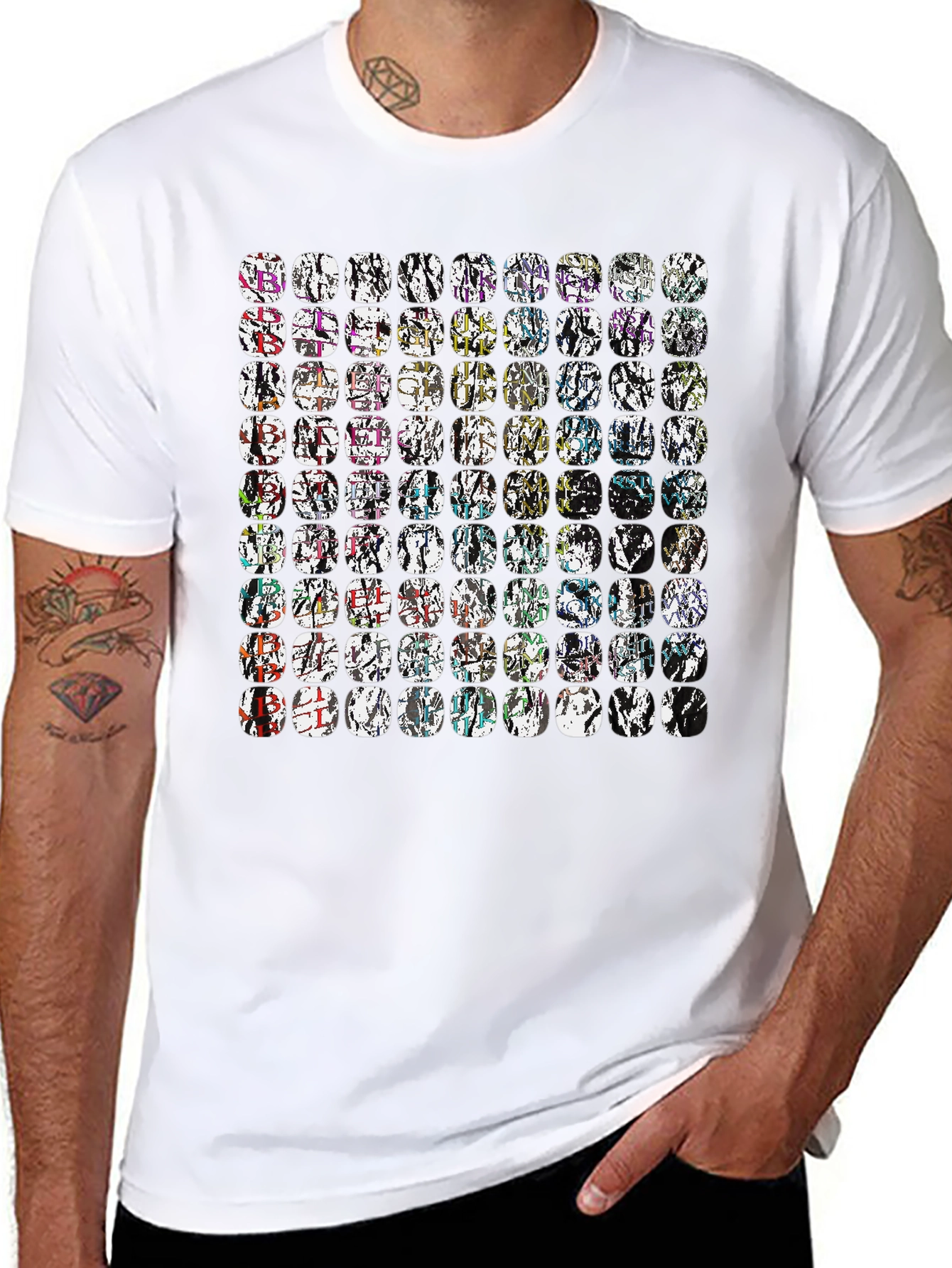 Abstract Mosaic Graphic Black Tee