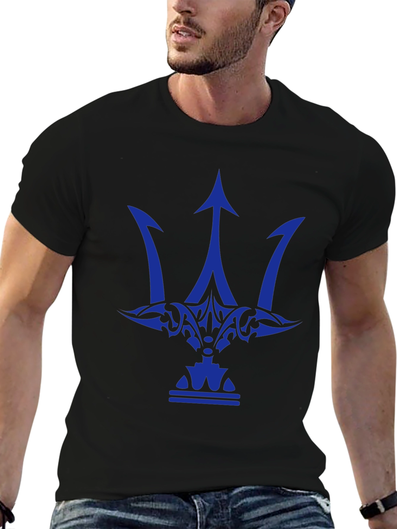 Mens Graphic Tee - Blue Trident Design