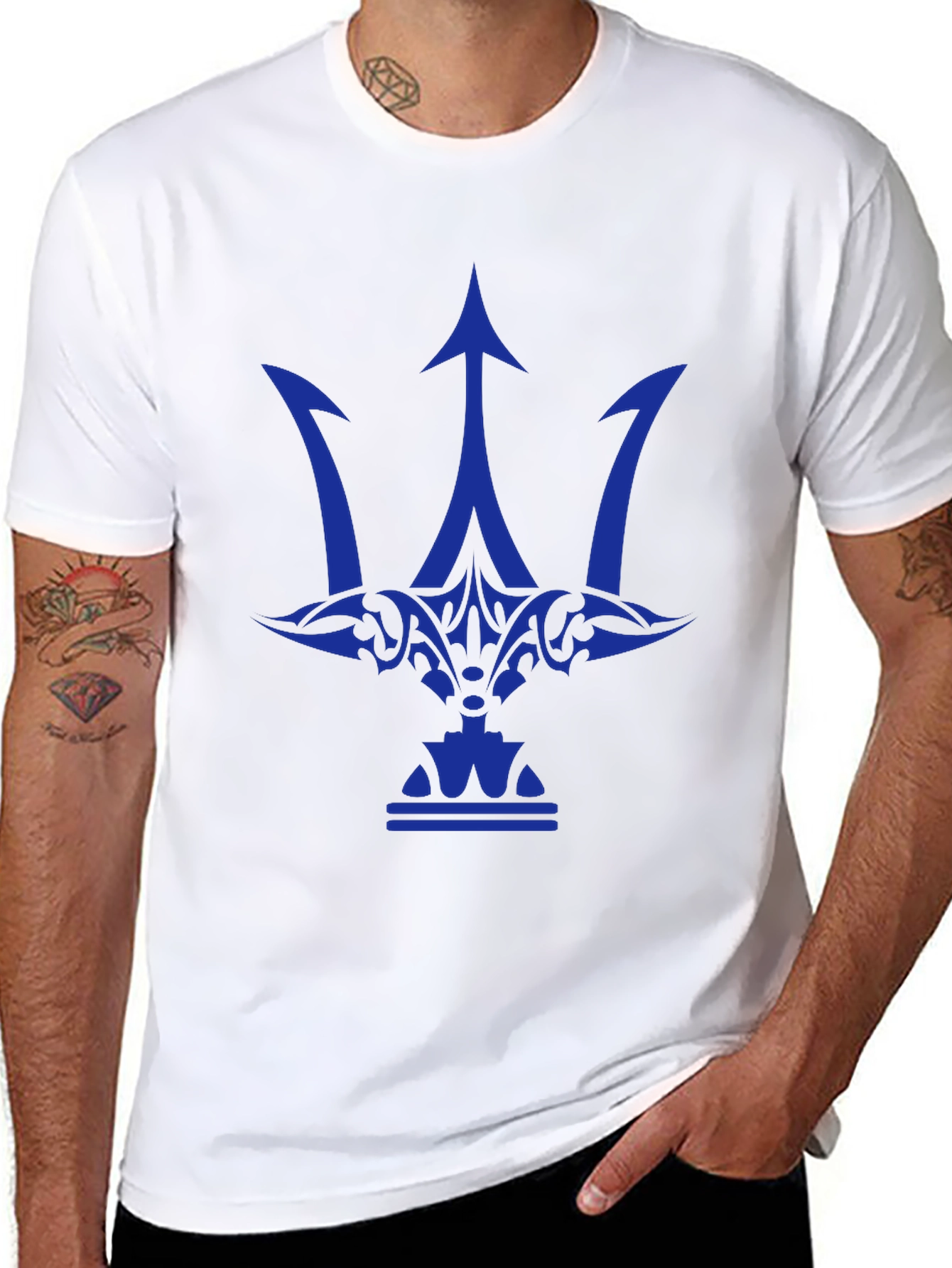 Mens Graphic Tee - Blue Trident Design