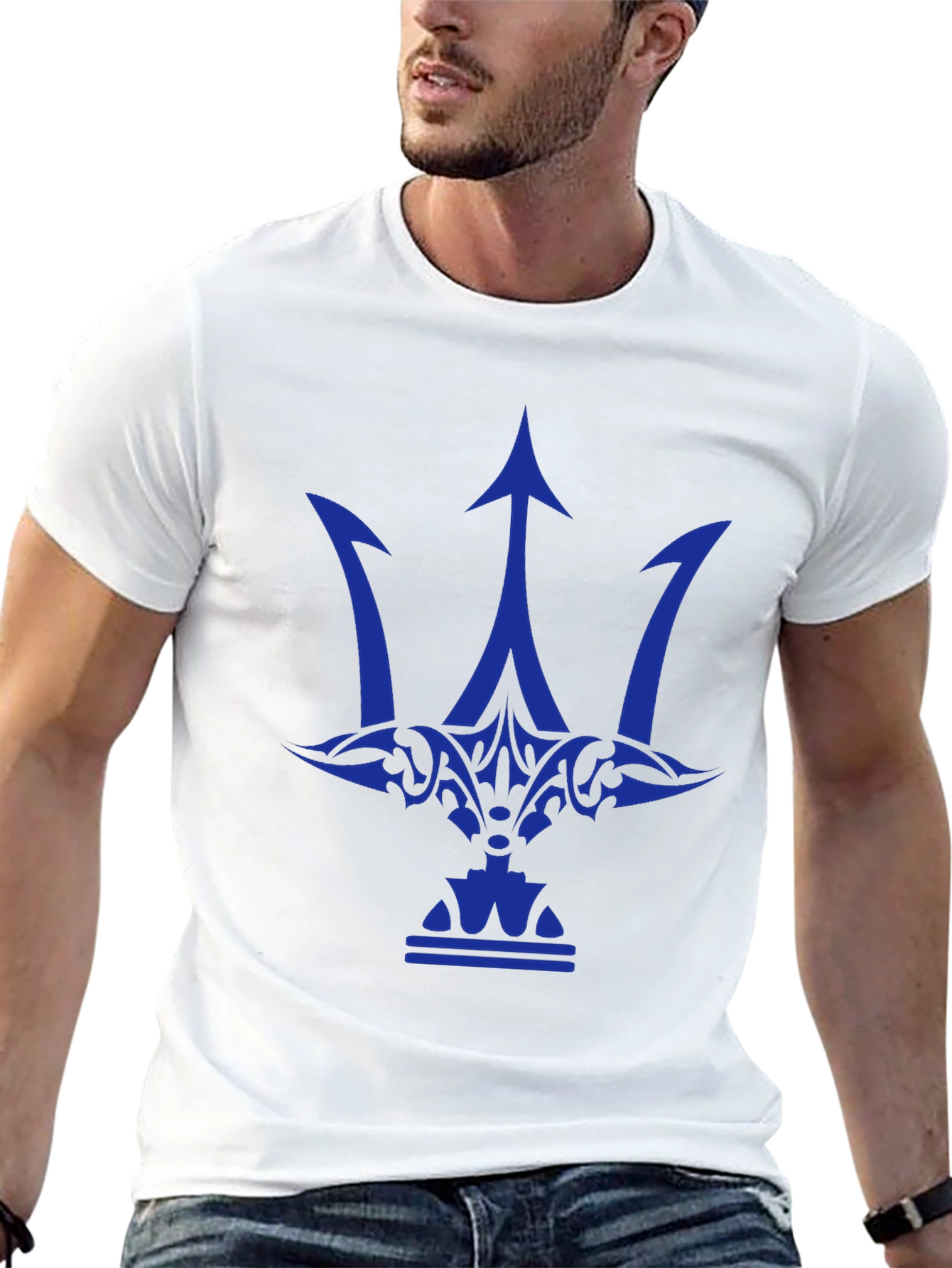Mens Graphic Tee - Blue Trident Design