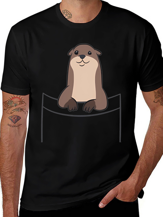 Cute Otter Pocket T-Shirt - Soft Cotton Tee