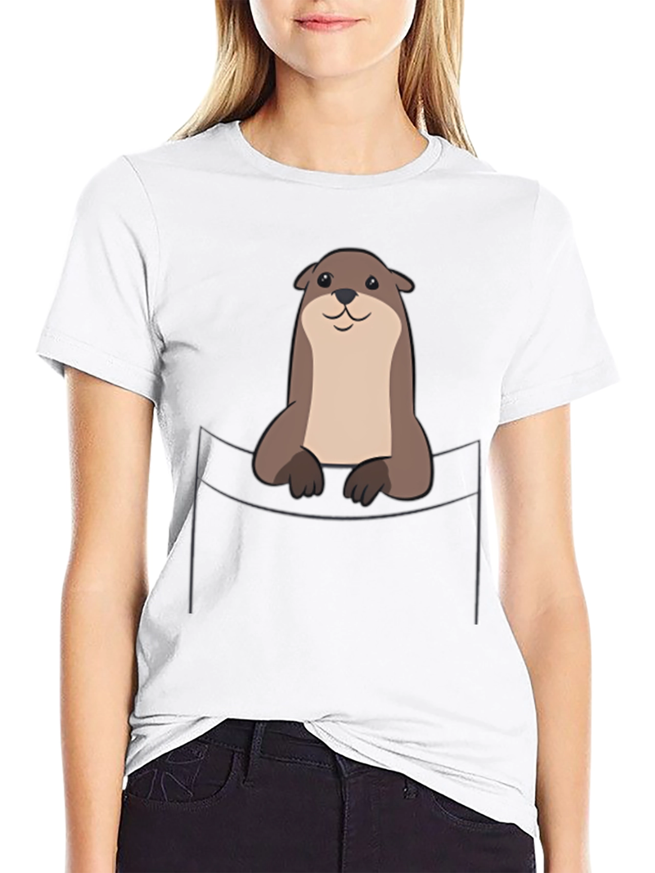 Cute Otter Pocket T-Shirt - Soft Cotton Tee