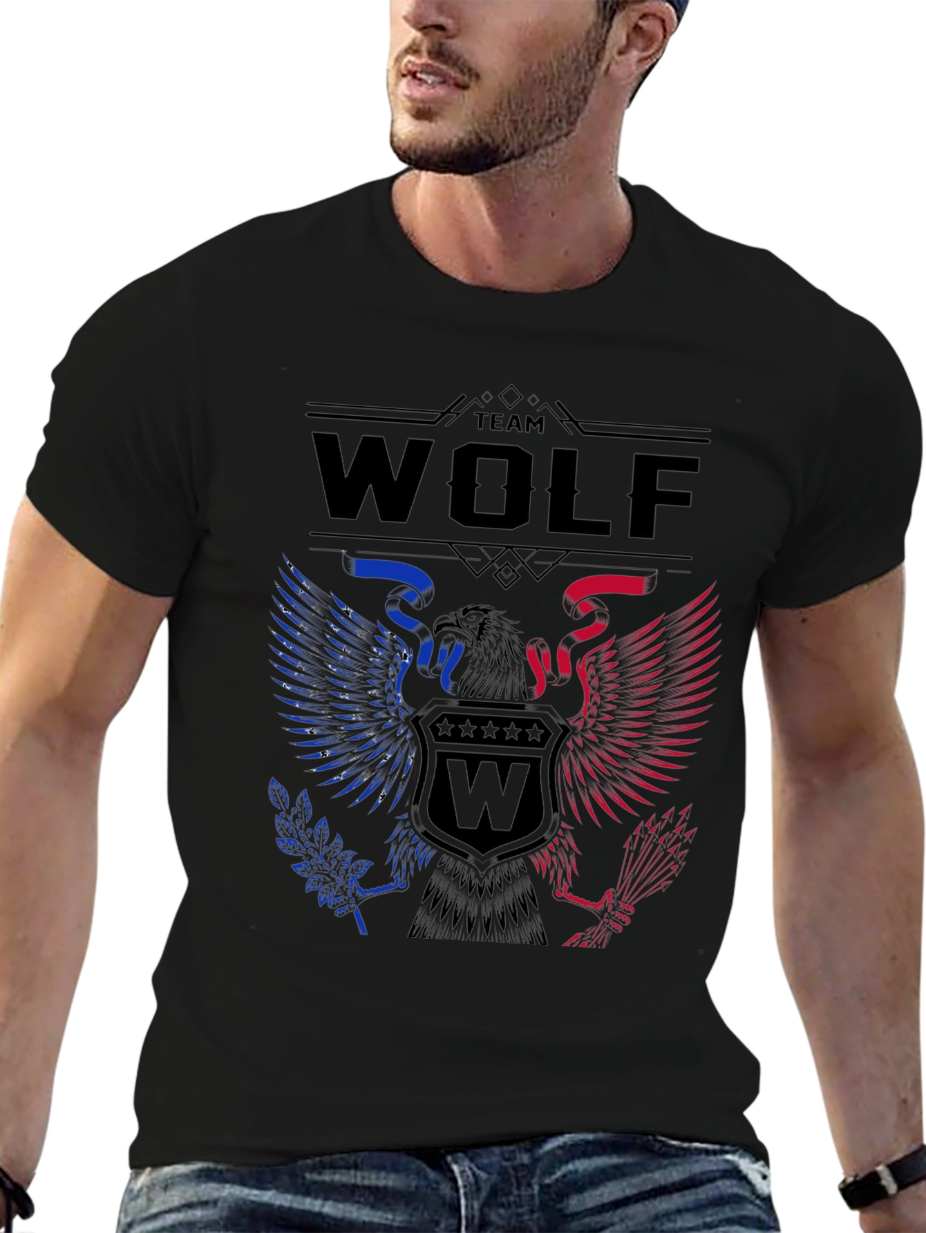 Team Wolf Eagle Graphic Print Tee
