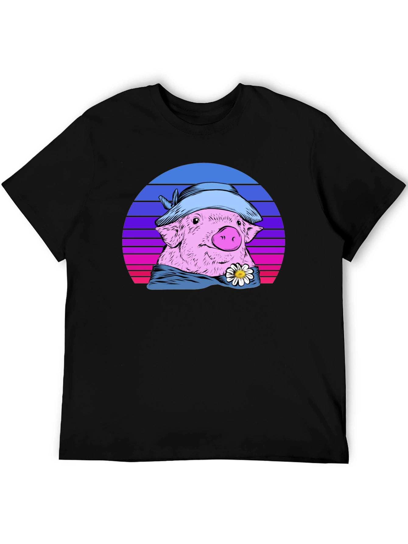 Retro Pig T-Shirt with Hat and Daisy