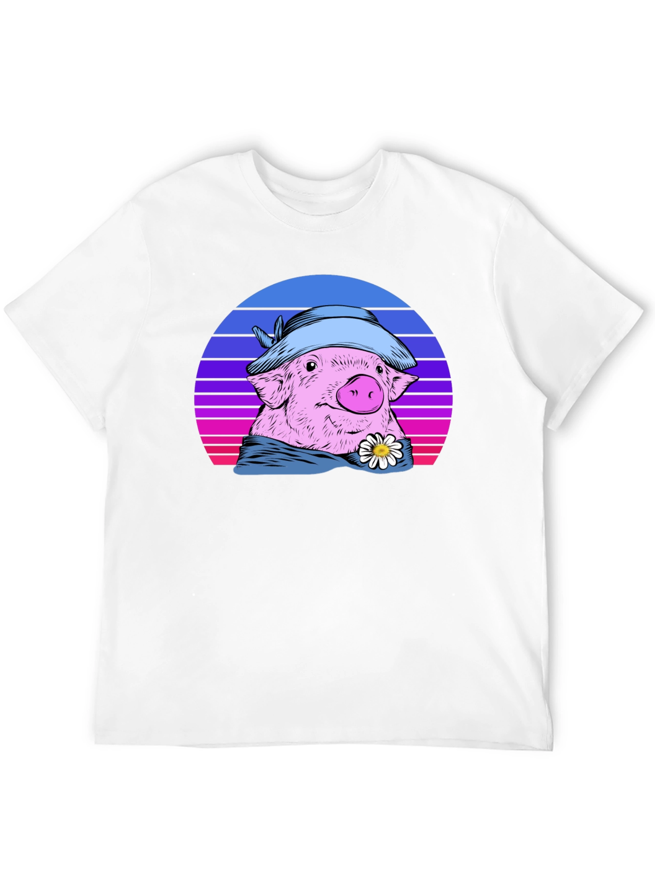 Retro Pig T-Shirt with Hat and Daisy