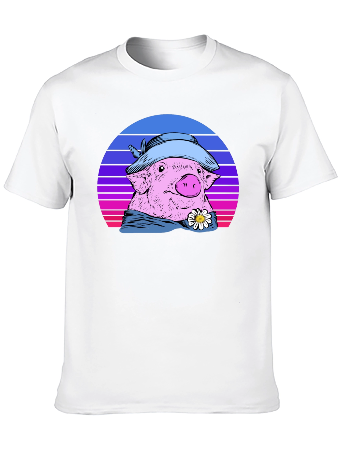 Retro Pig T-Shirt with Hat and Daisy