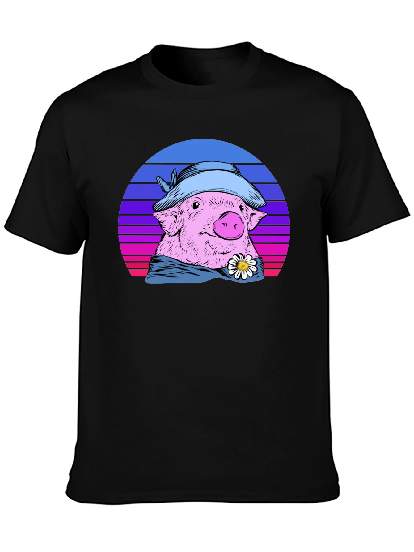 Retro Pig T-Shirt with Hat and Daisy