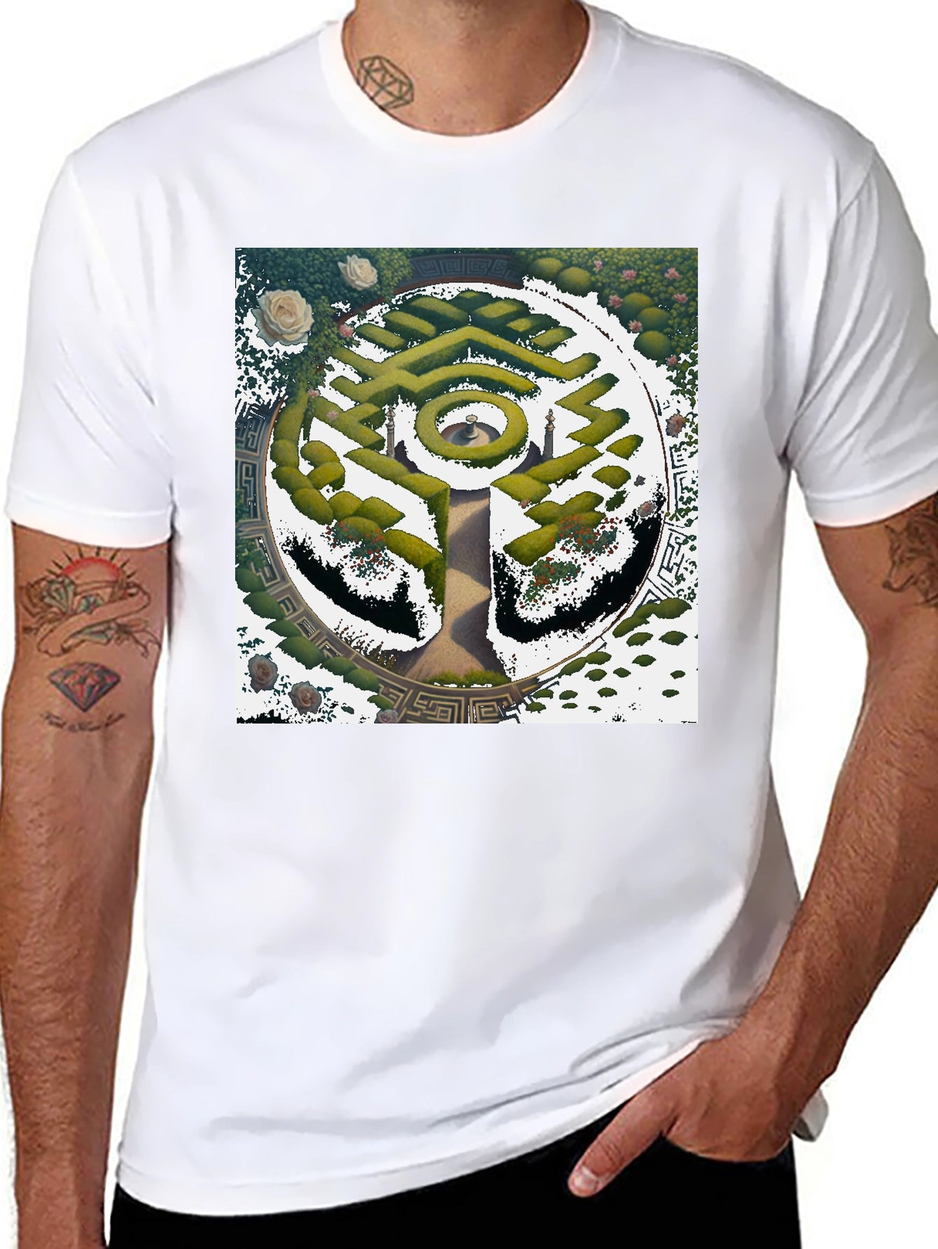 Maze Garden Graphic Tee - Stylish Nature Design
