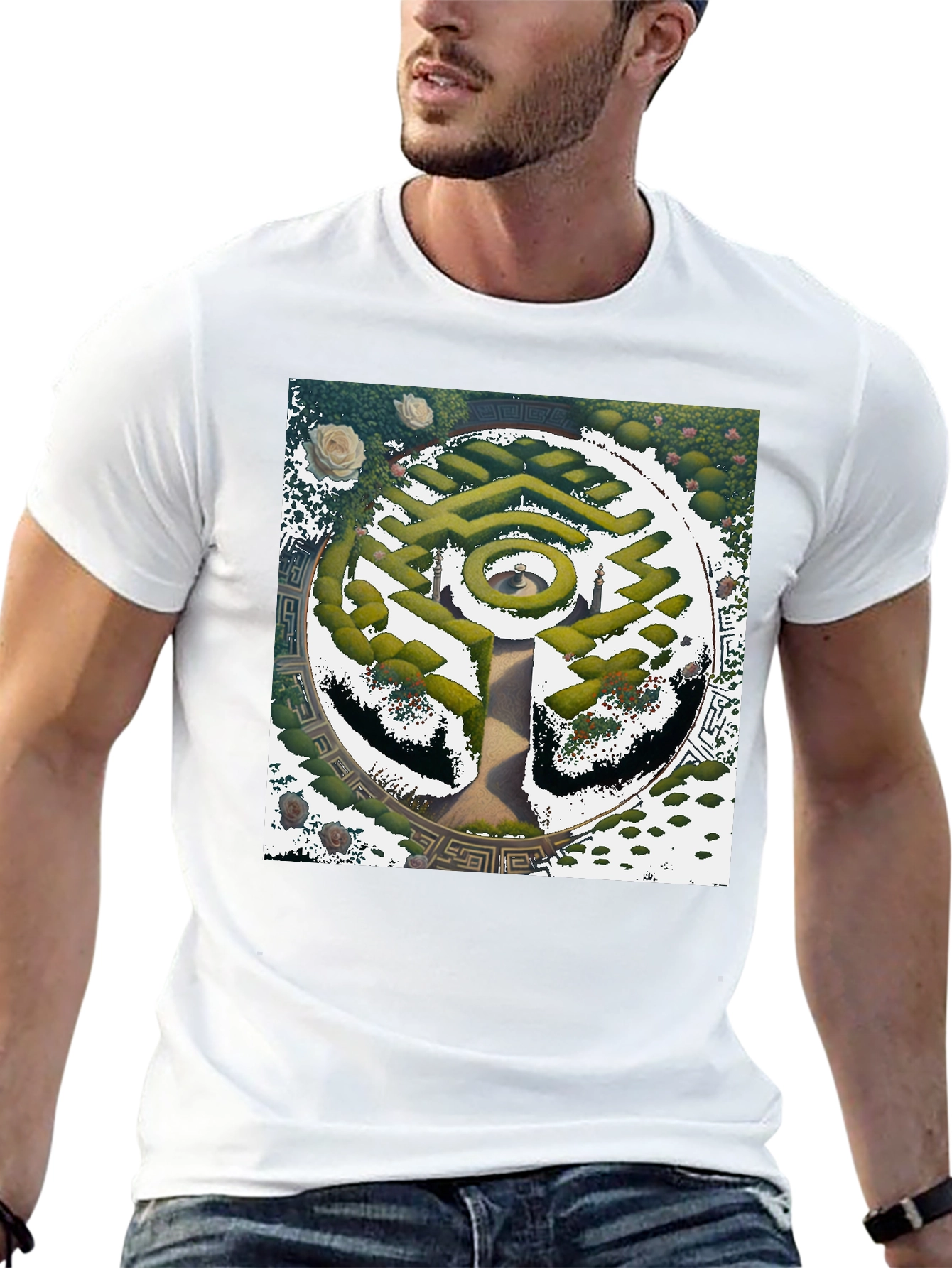 Maze Garden Graphic Tee - Stylish Nature Design