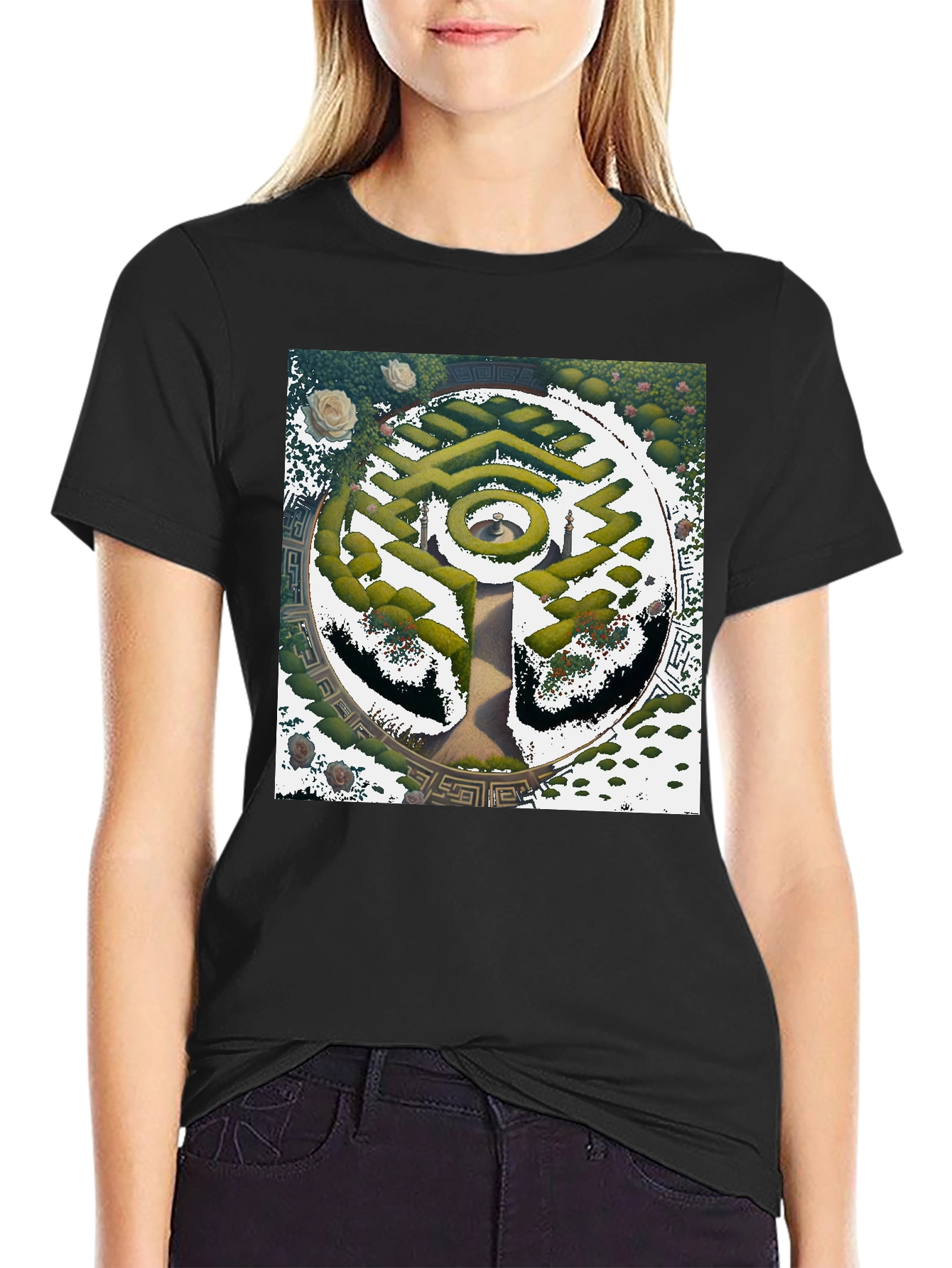 Maze Garden Graphic Tee - Stylish Nature Design