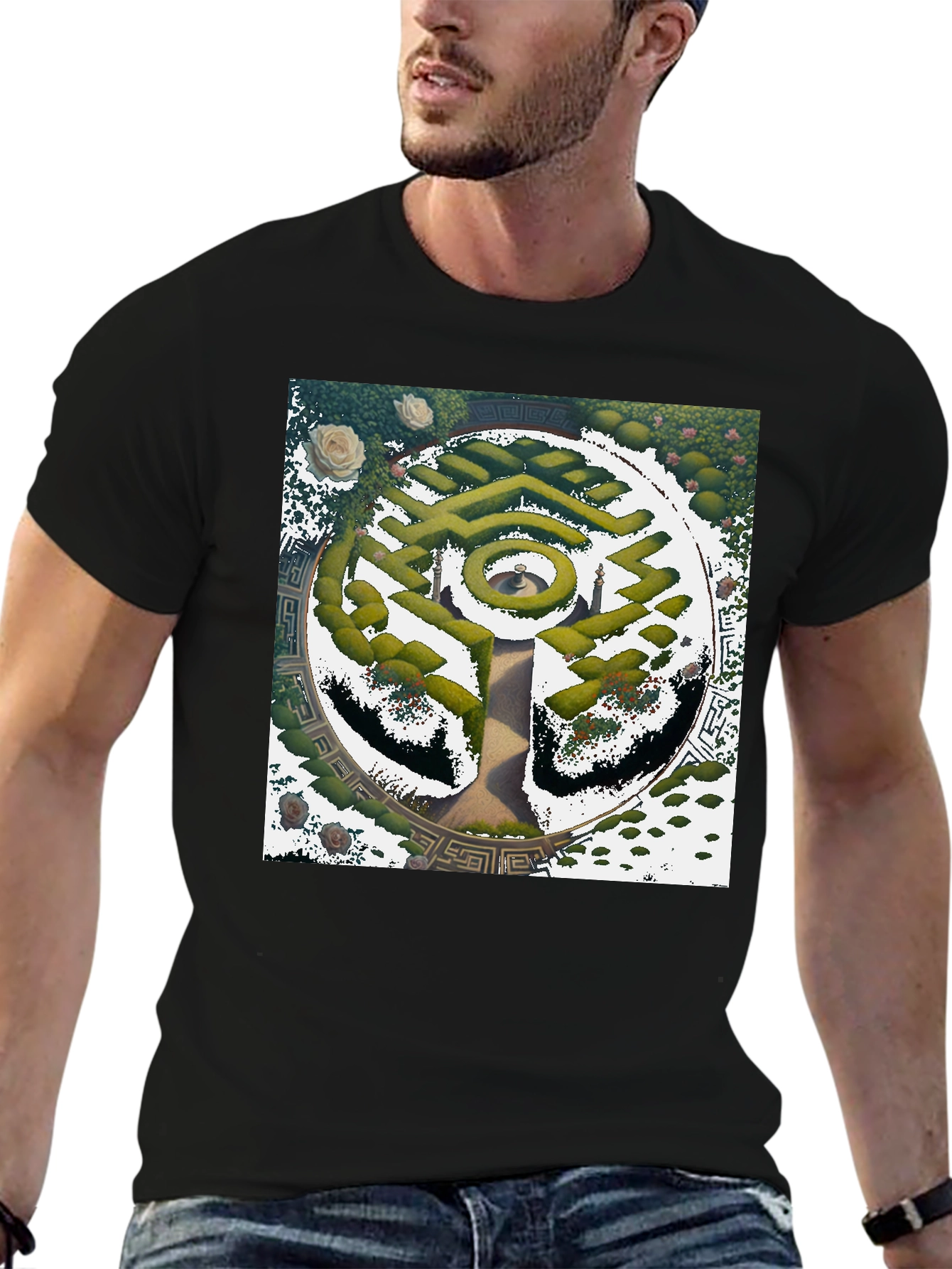 Maze Garden Graphic Tee - Stylish Nature Design