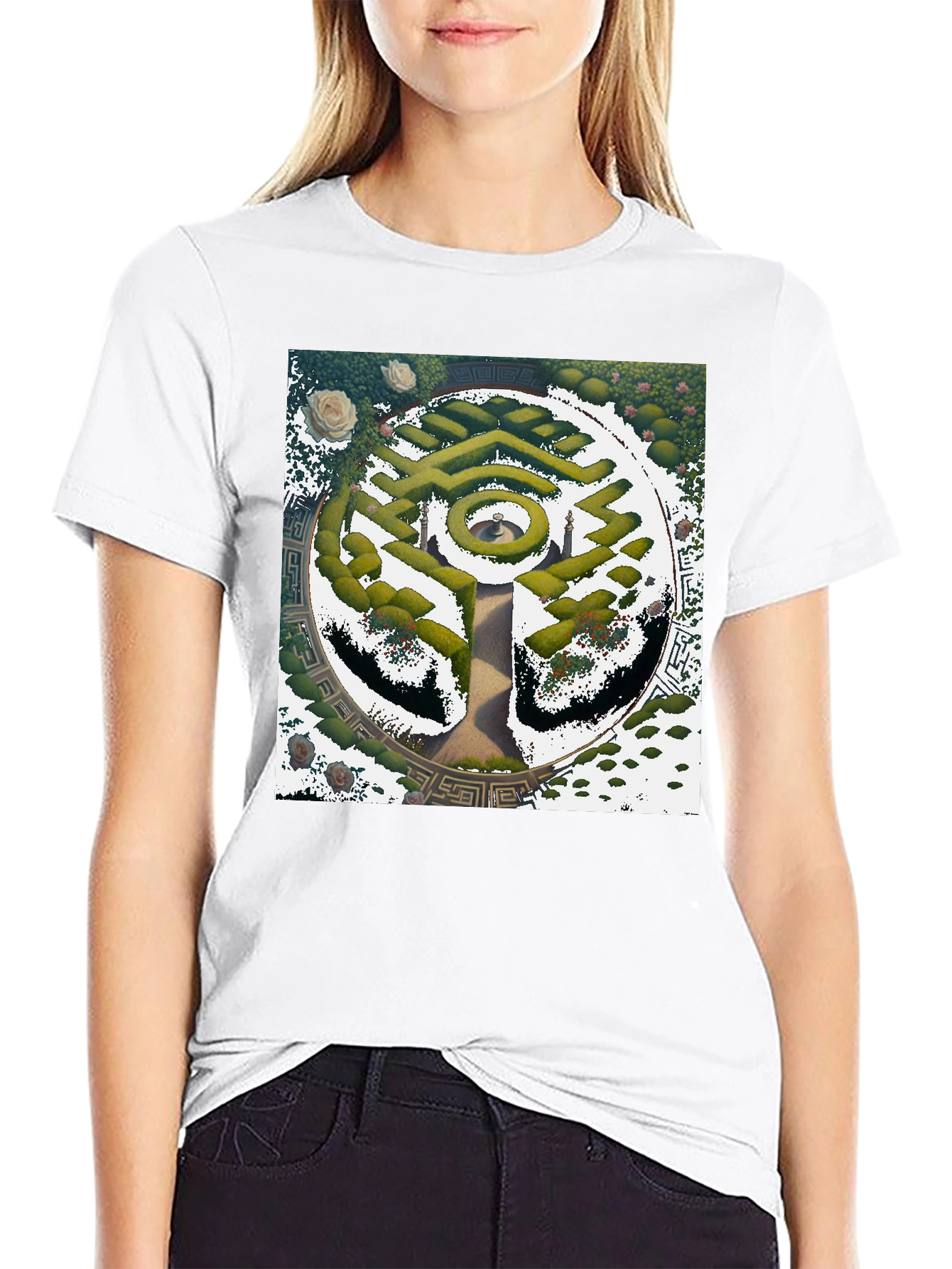 Maze Garden Graphic Tee - Stylish Nature Design