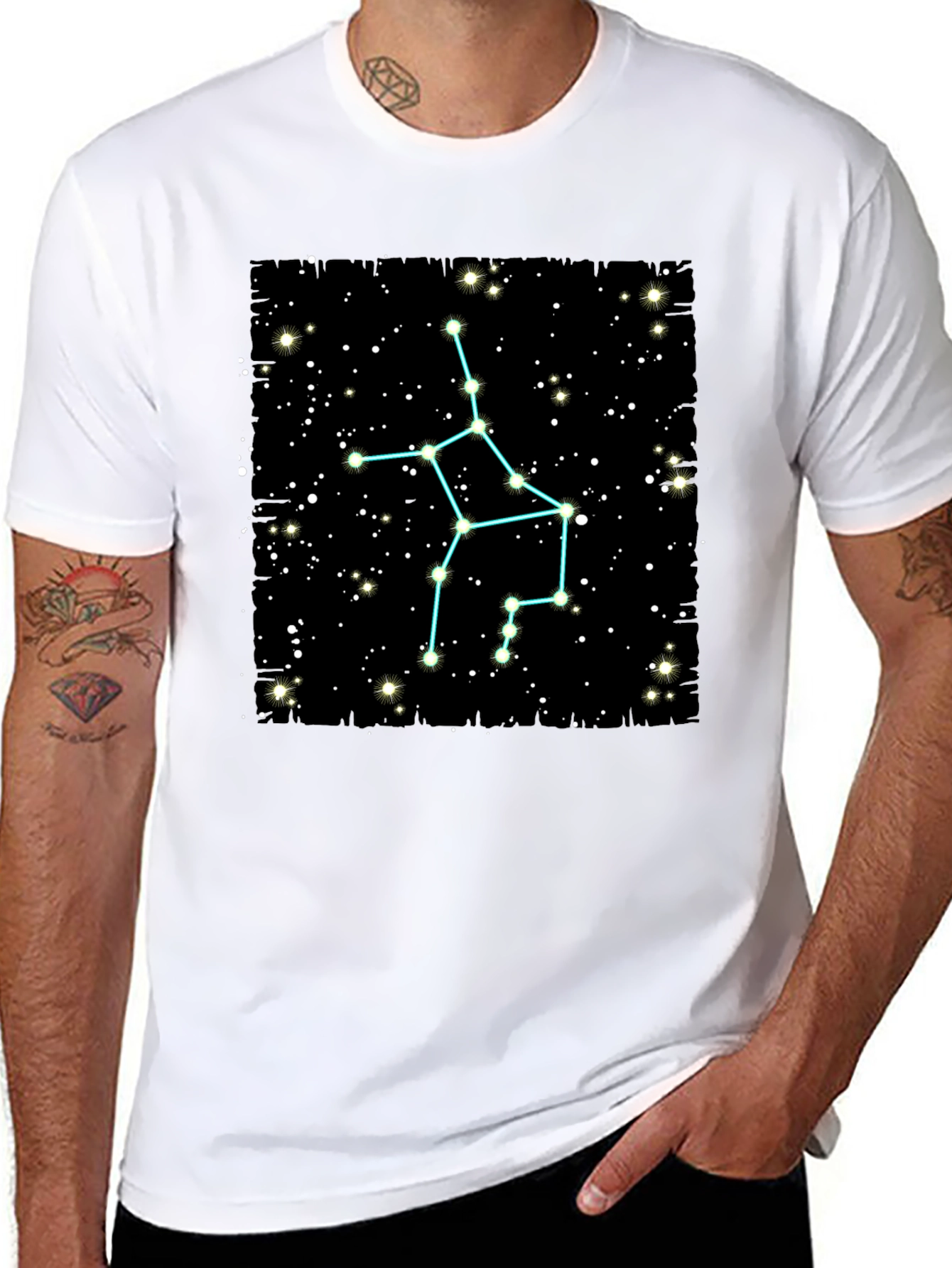 Sagittarius Constellation T-Shirt - Black Cotton Tee
