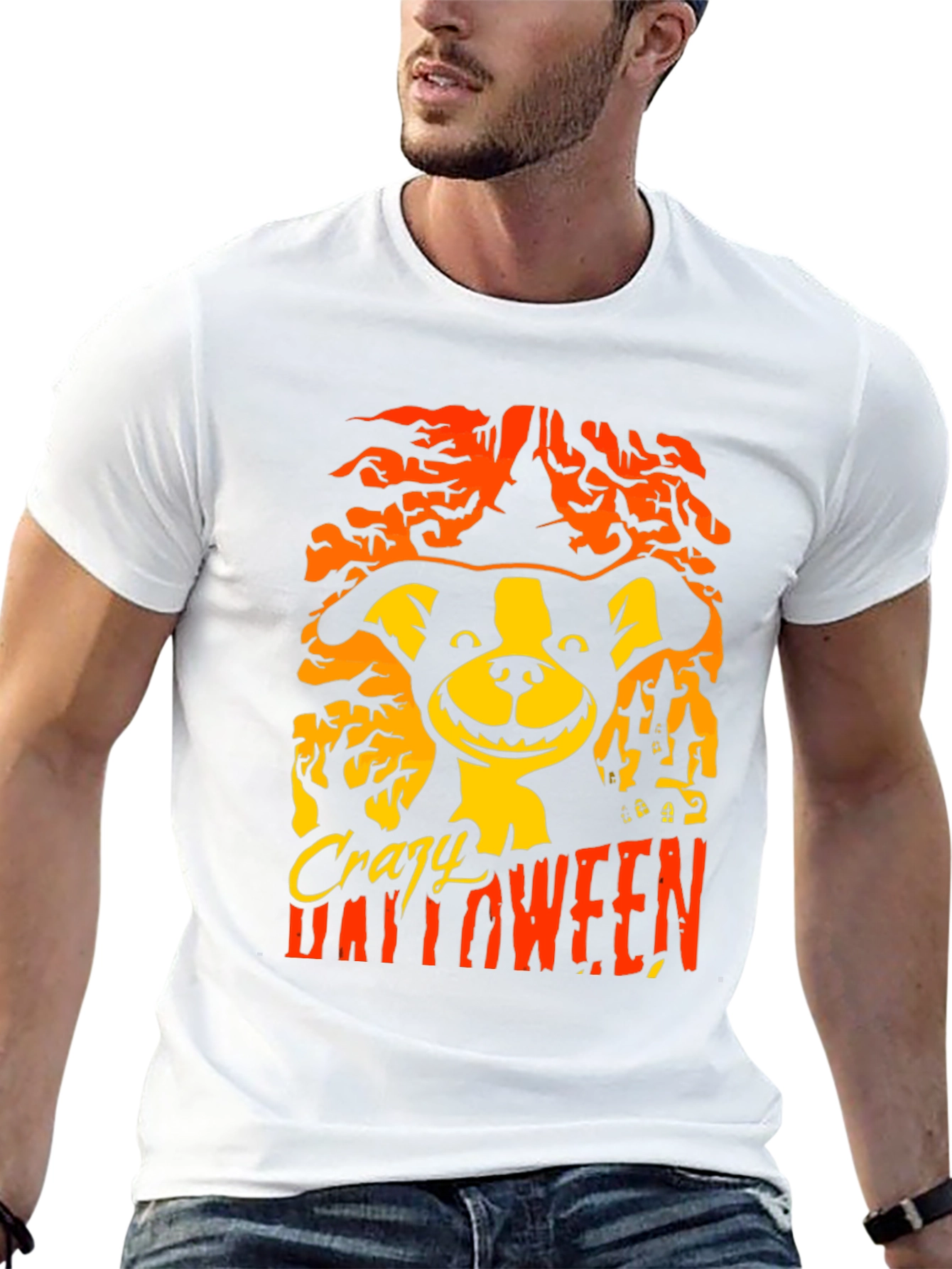 Crazy Halloween Dog T-Shirt - Mens Black Tee