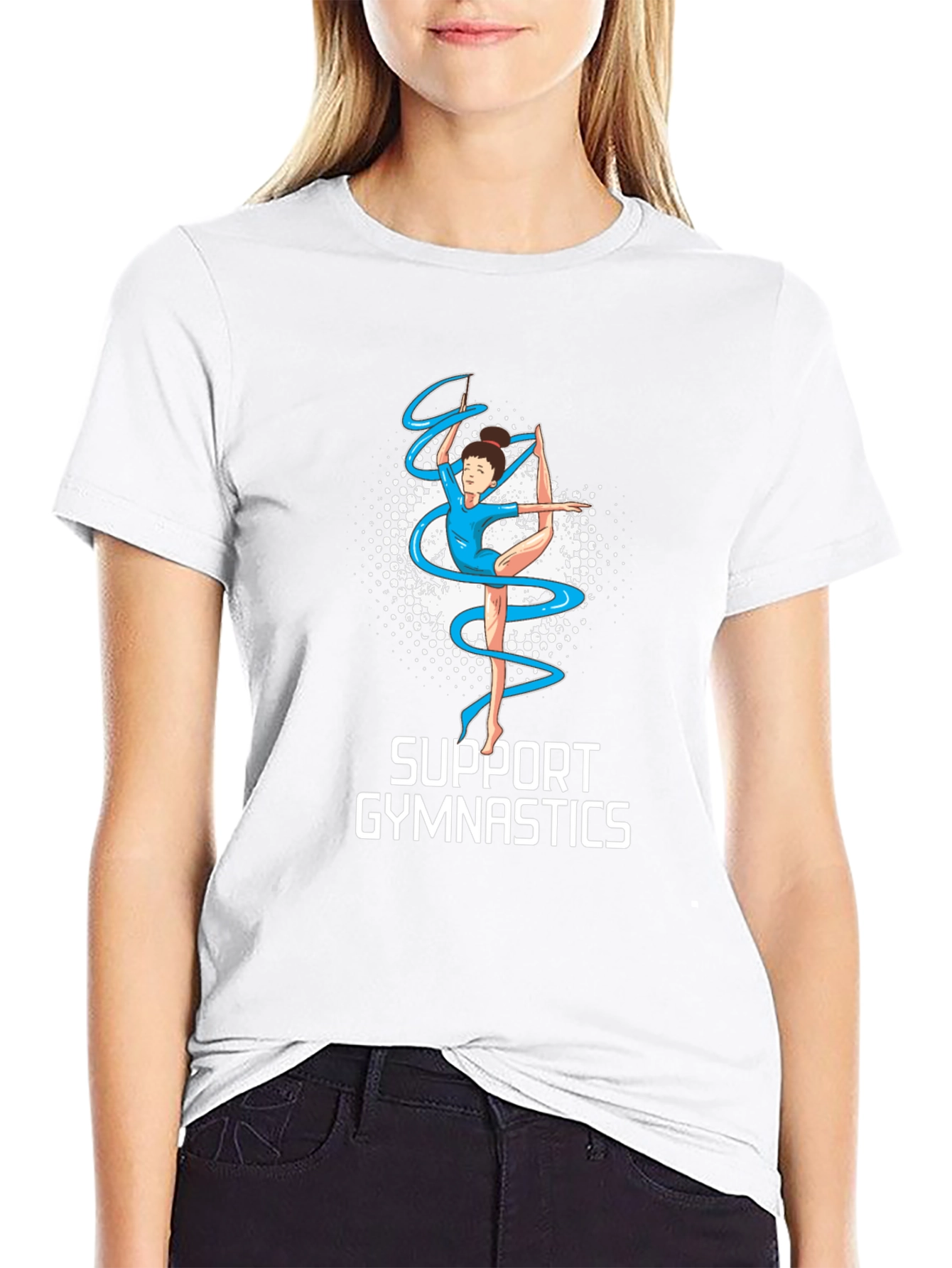 Support Gymnastics T-Shirt - Gymnastics Ribbon Graphic Tee