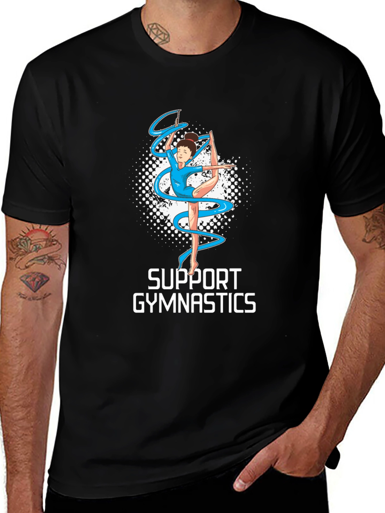 Support Gymnastics T-Shirt - Gymnastics Ribbon Graphic Tee