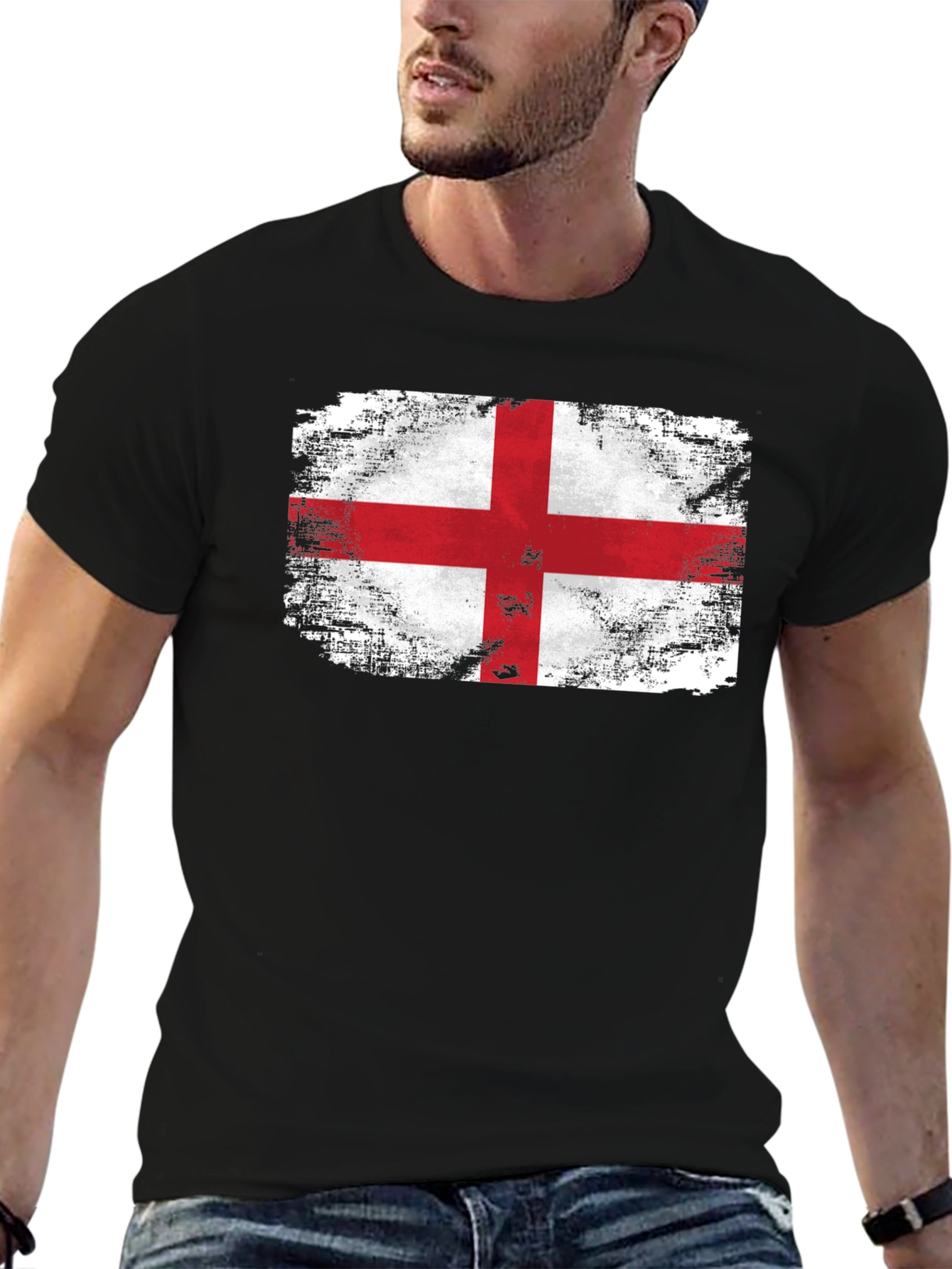 England Flag Graphic Black T-Shirt