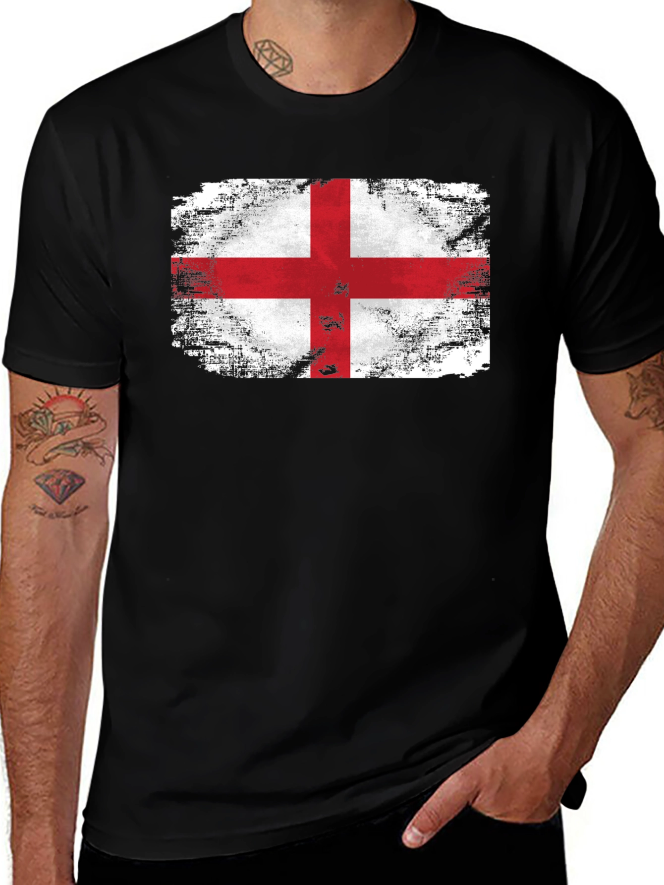 England Flag Graphic Black T-Shirt