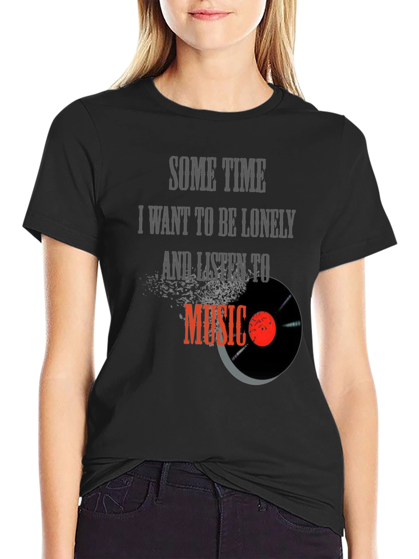 Lonely Music Lover Black T-Shirt