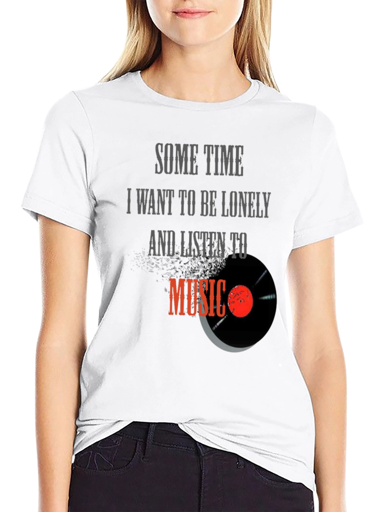 Lonely Music Lover Black T-Shirt