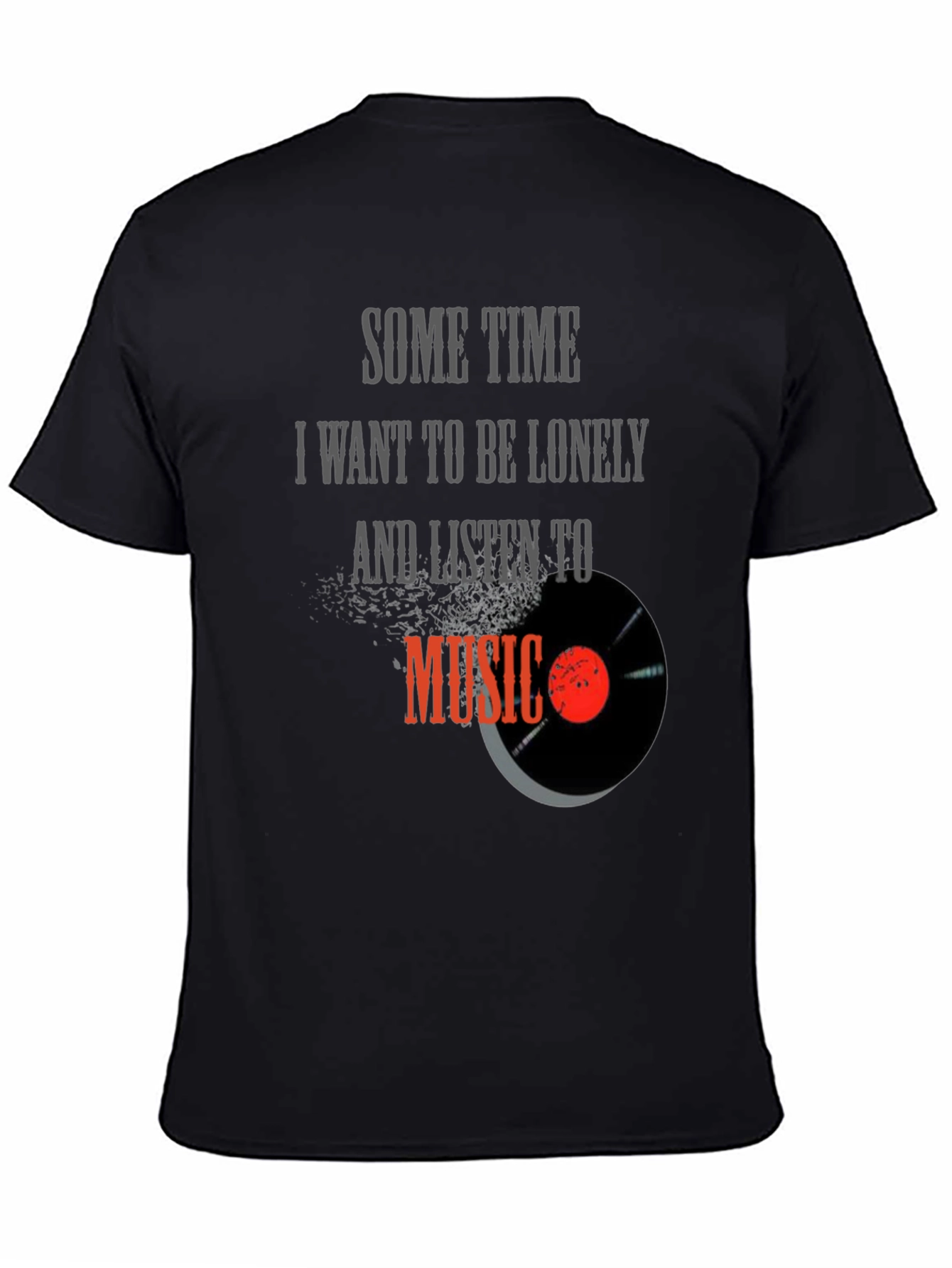 Lonely Music Lover Black T-Shirt