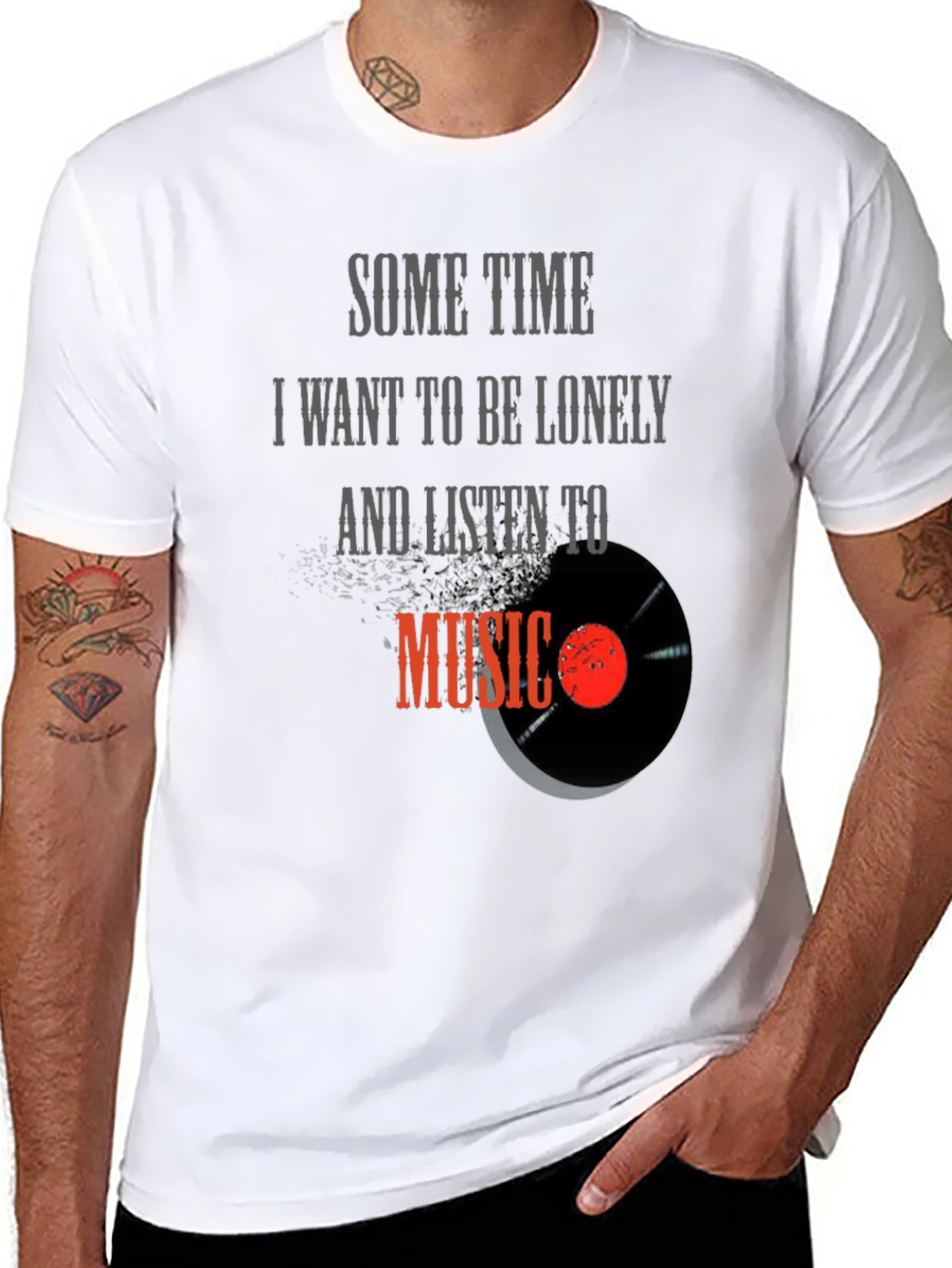 Lonely Music Lover Black T-Shirt