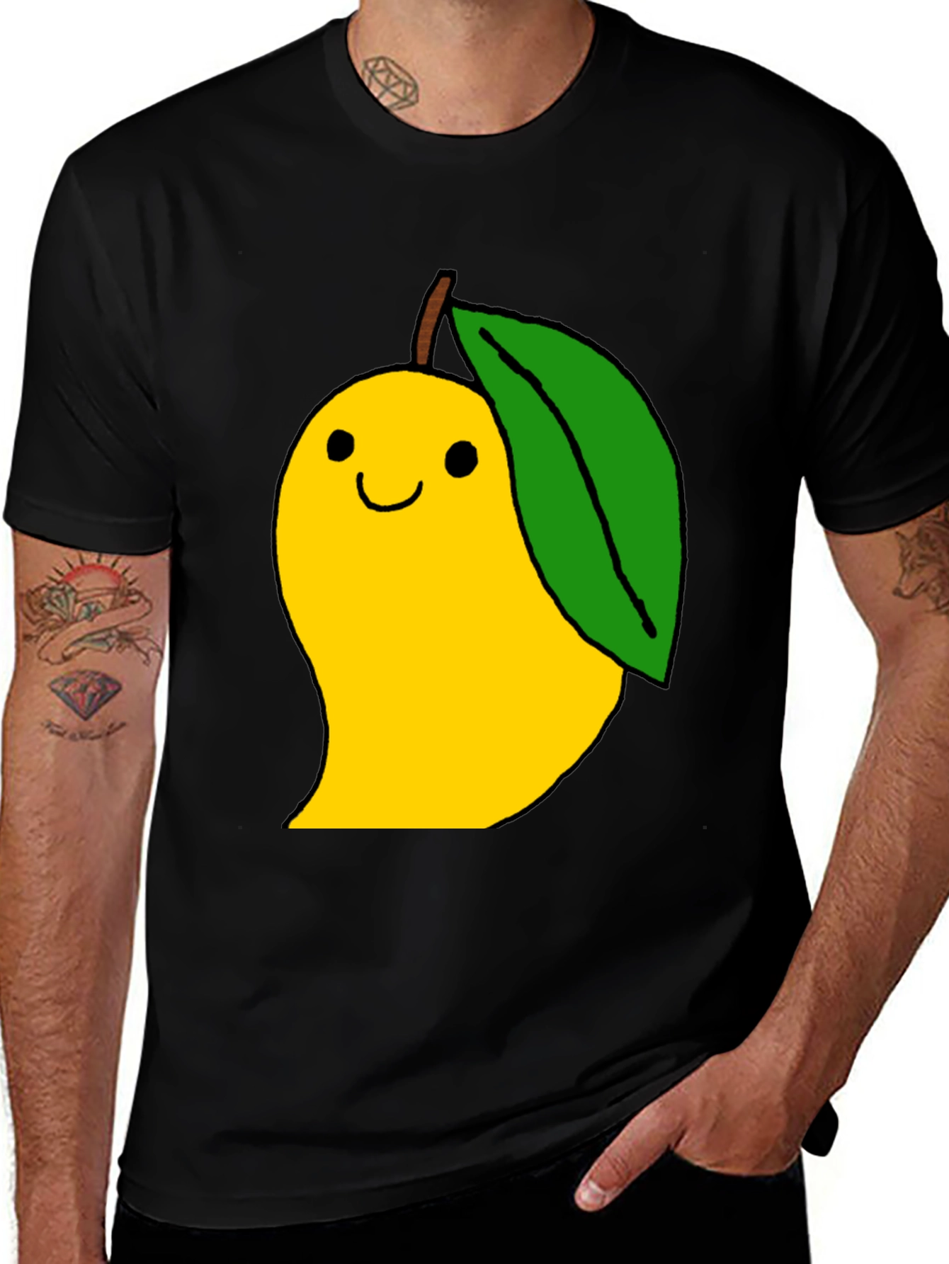 Mango Cartoon Graphic Black T-Shirt