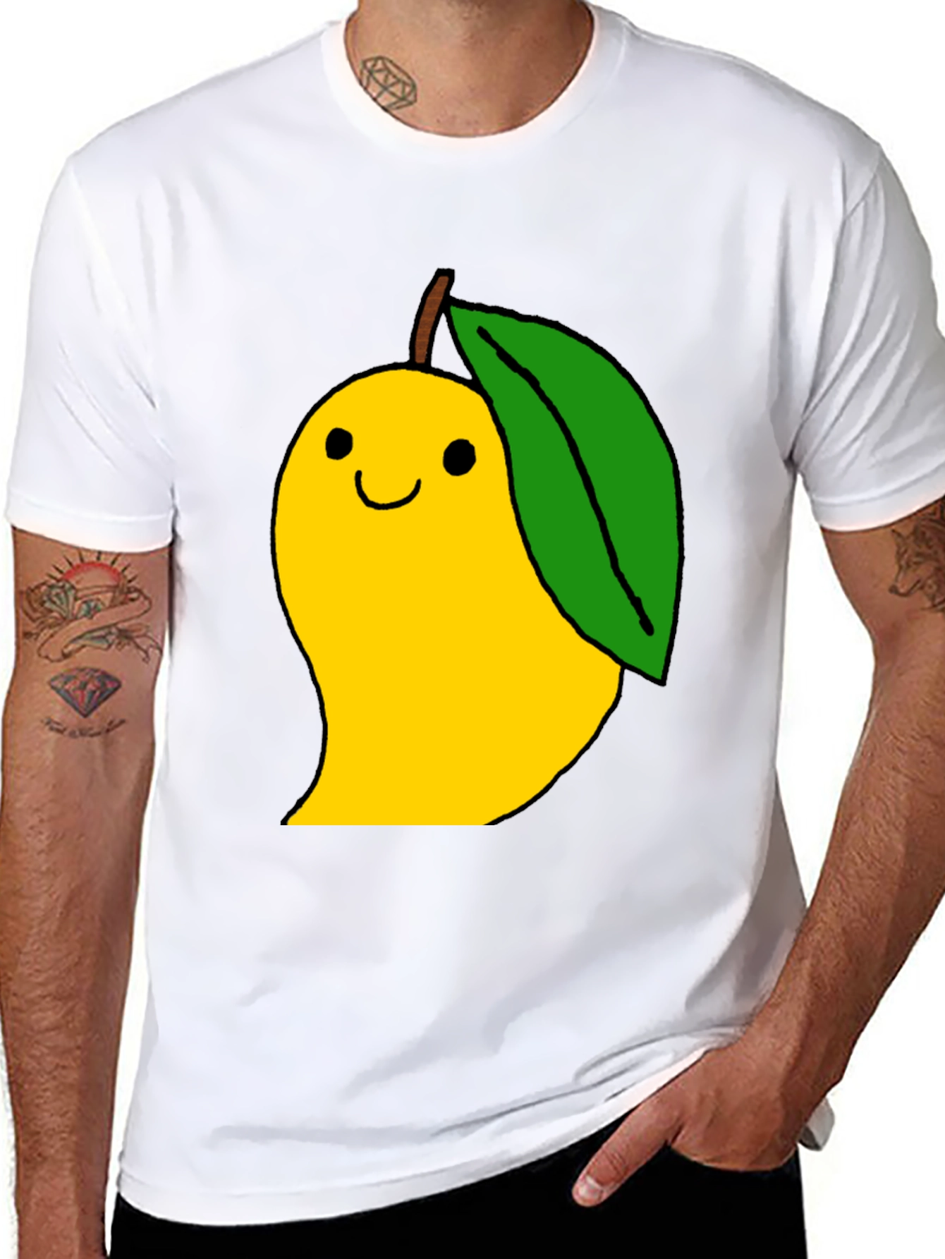 Mango Cartoon Graphic Black T-Shirt