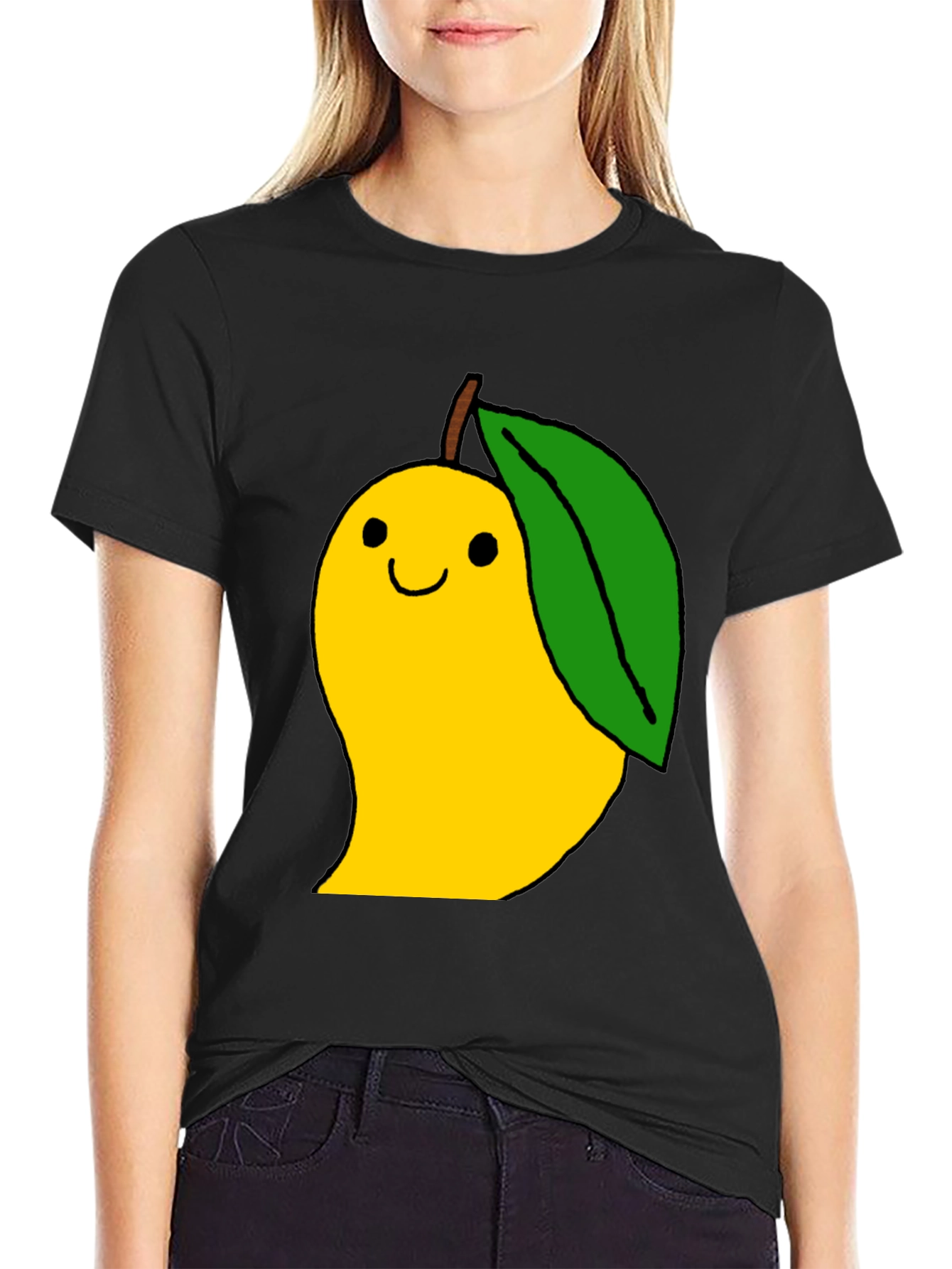 Mango Cartoon Graphic Black T-Shirt
