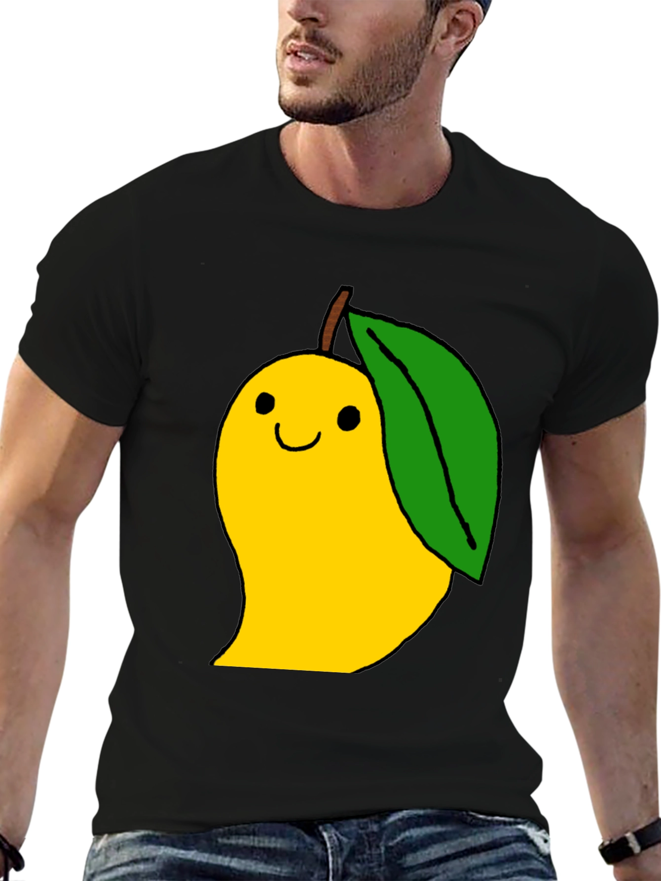 Mango Cartoon Graphic Black T-Shirt