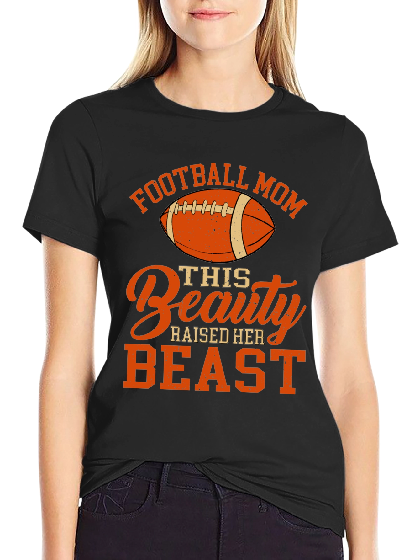 Football Mom Beauty Raised Her Beast T-Shirt